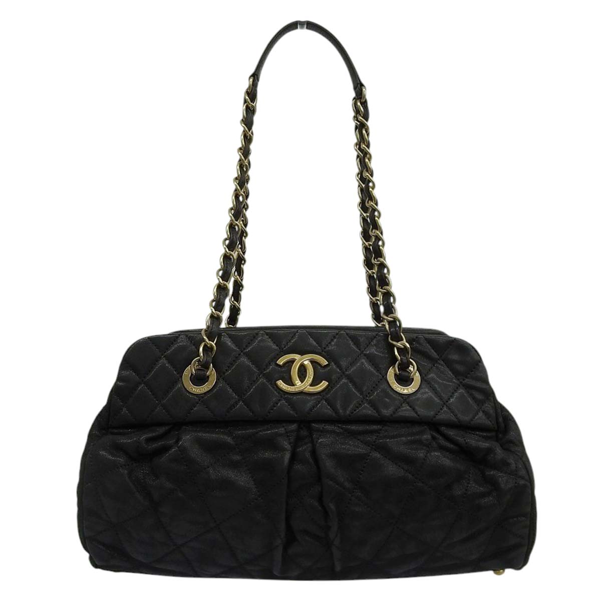 シャネル CHANEL マトラッセ ココマーク チェーンショルダー レザー ブラック レディース 15番台 4624