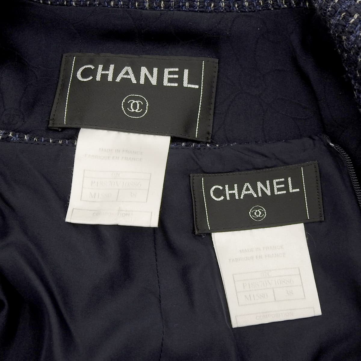 シャネル CHANEL スーツ セットアップ スカート シルク混 ウール