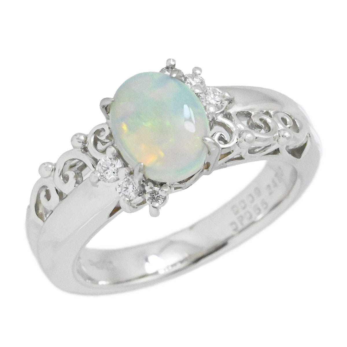 ポーラ POLA PT900 プラチナ オパール0.55ct ダイヤ0.09ct リング サイズ11号 レディース  3972
