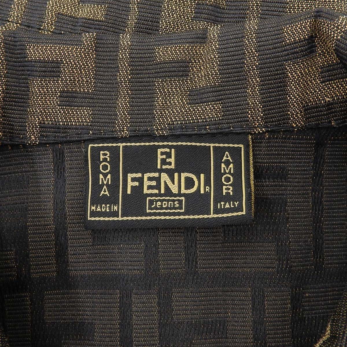 フェンディ FENDI ズッカ柄 ベスト ポリエステル×コットン ブラウン系×ゴールドボタン  サイズ42 レディース 4316