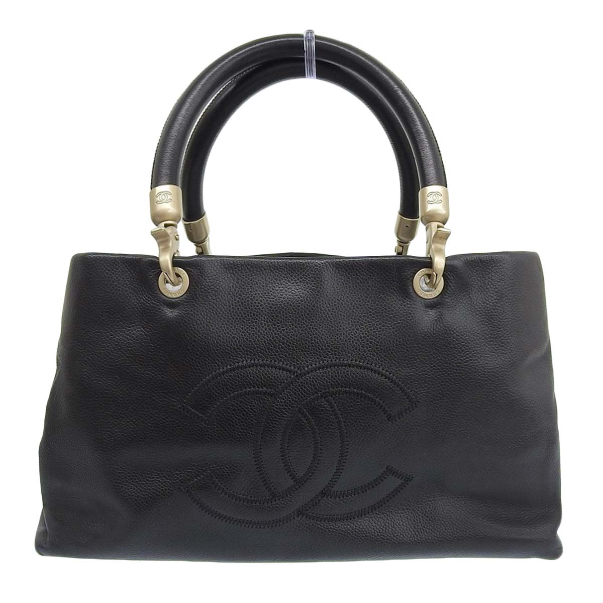 シャネル CHANEL ココマーク ハンドバッグ キャビアスキン ブラック レディース 8番台 4625