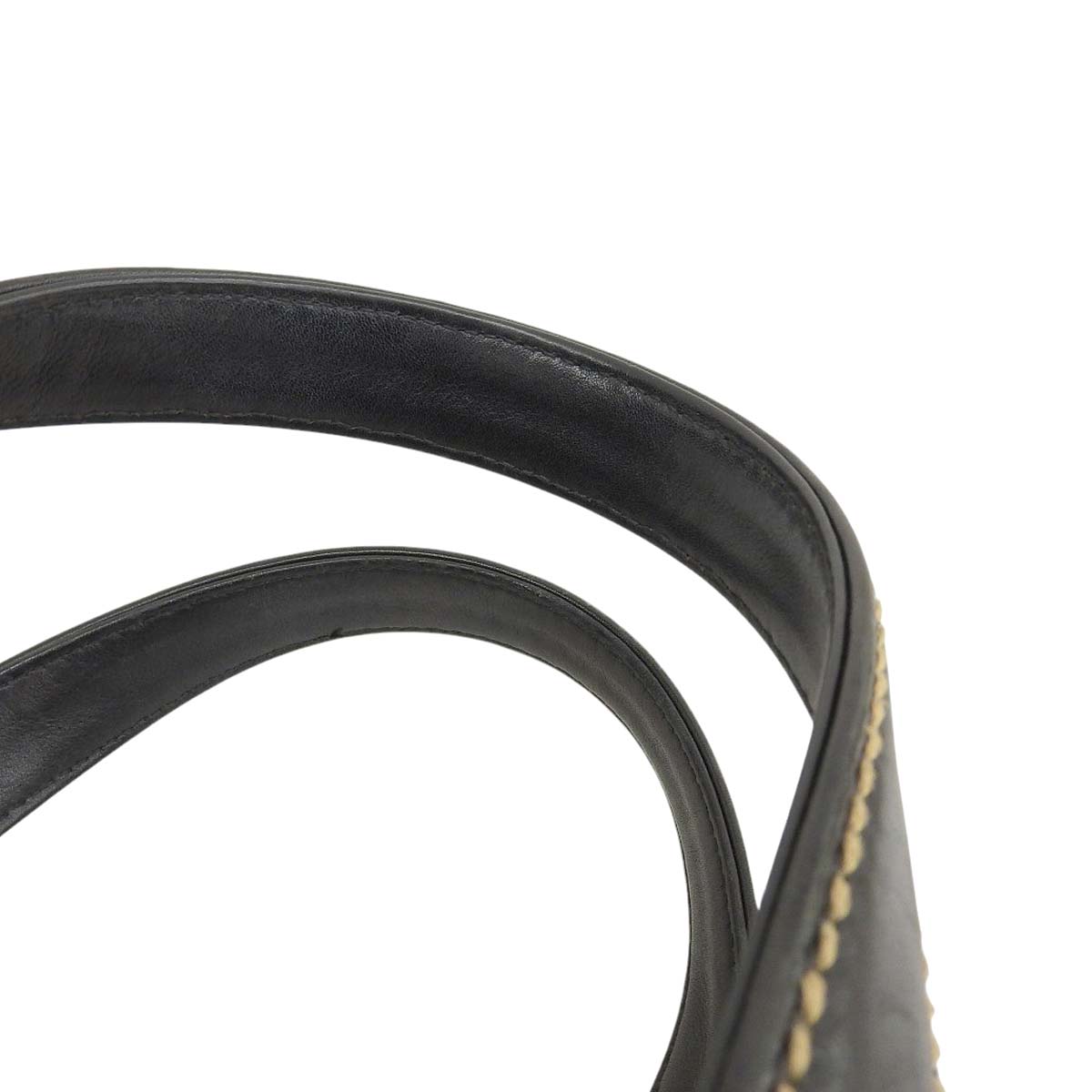 シャネル CHANEL ワイルドステッチ ココマーク ハンドバッグ カーフレザー ブラック レディース 8番台 4626