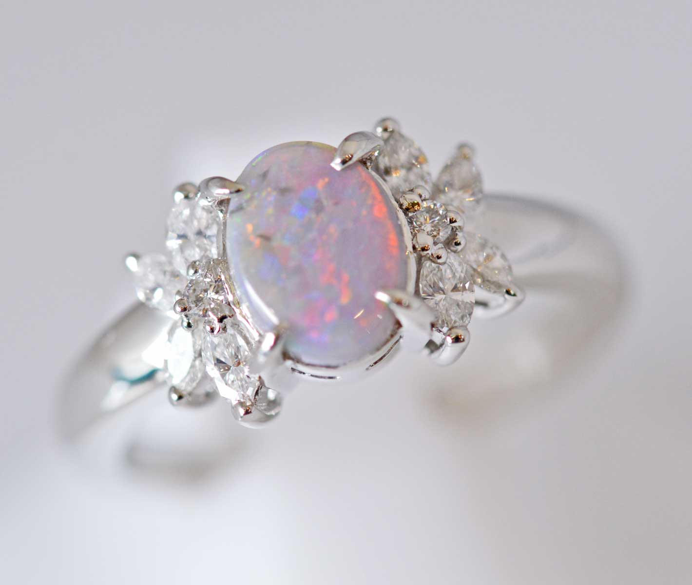 ジュエリー ノンブランド PT900 プラチナ ブラックオパール 0.61ct ダイヤ 0.37ct リング レディース 13.5号 ノンブランドジュエリー 6255