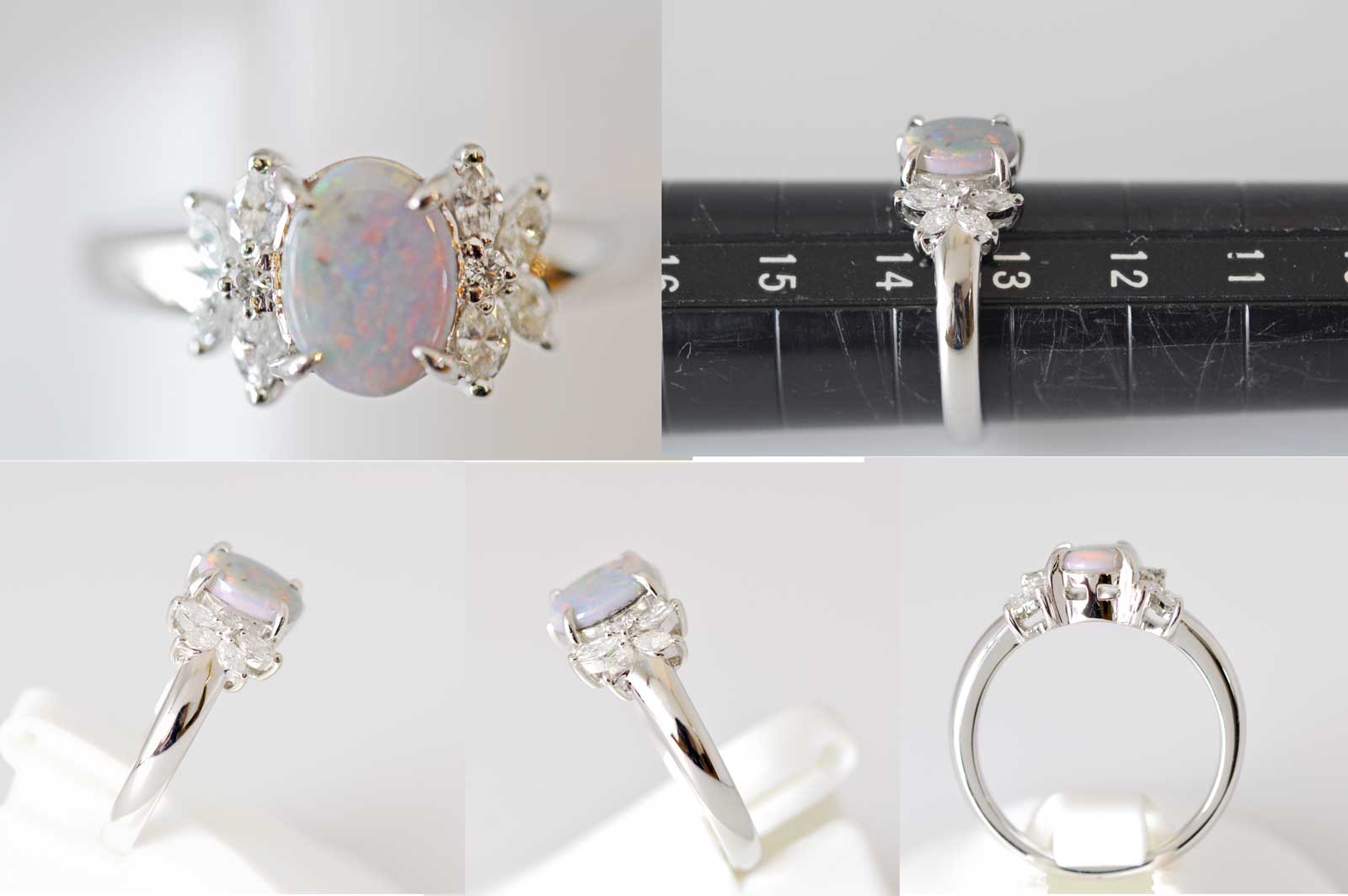 ジュエリー ノンブランド PT900 プラチナ ブラックオパール 0.61ct ダイヤ 0.37ct リング レディース 13.5号 ノンブランドジュエリー 6255