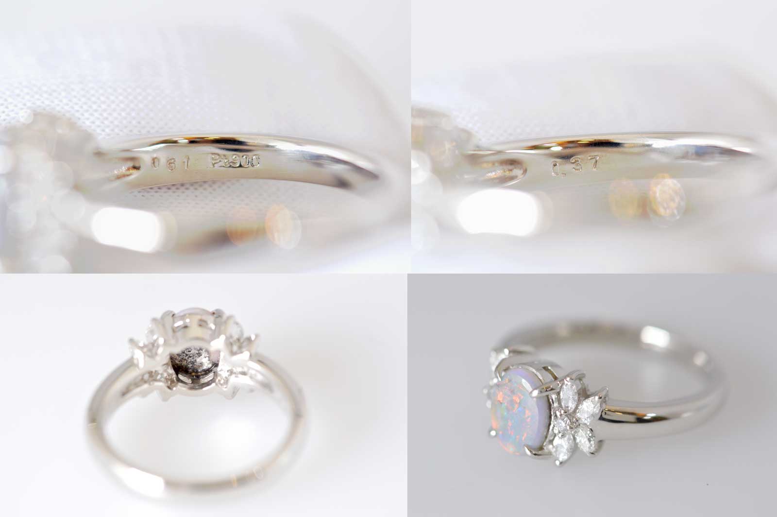 ジュエリー ノンブランド PT900 プラチナ ブラックオパール 0.61ct ダイヤ 0.37ct リング レディース 13.5号 ノンブランドジュエリー 6255
