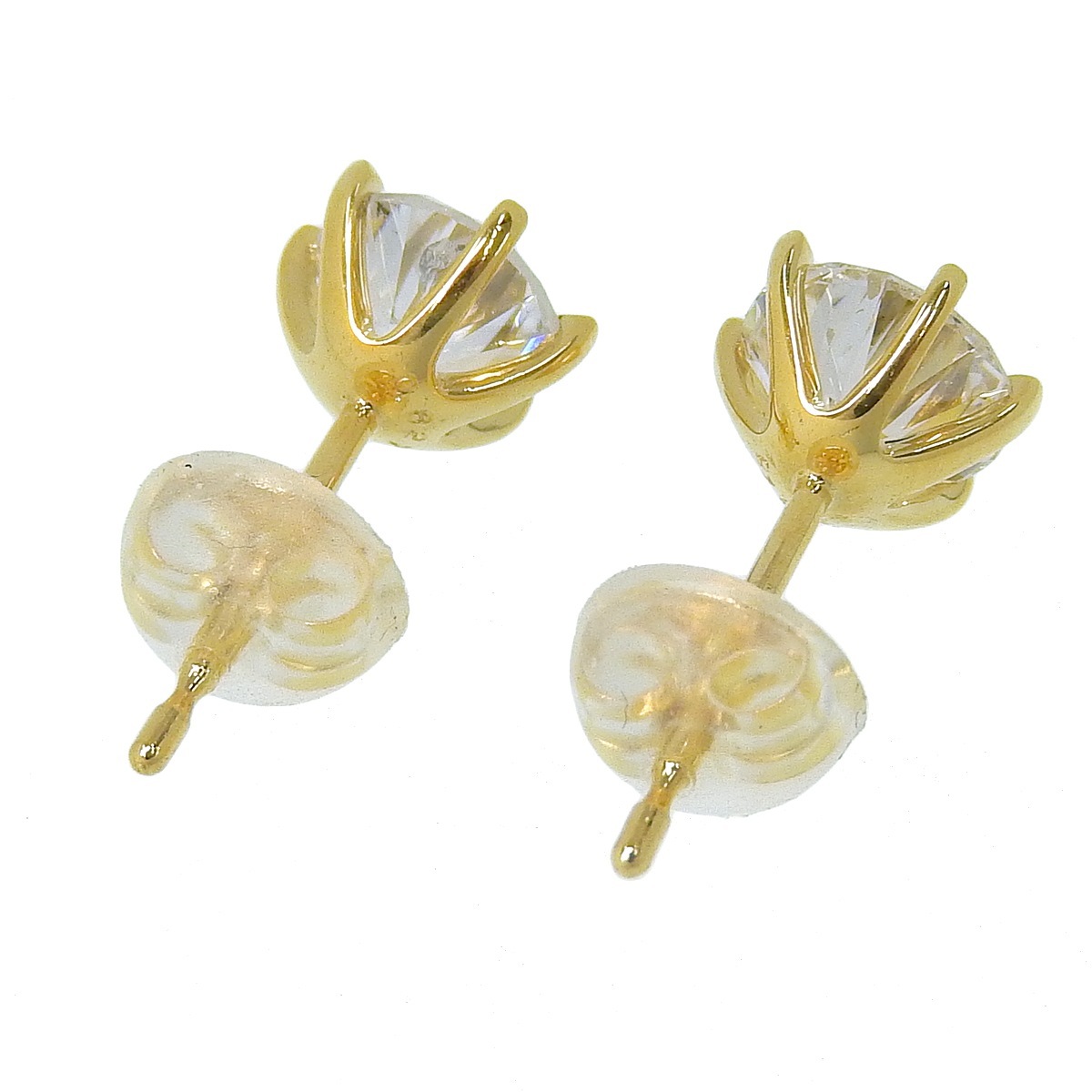 K18YG イエローゴールド ダイヤモンド0.678ct/0.627ct 一粒ダイヤモンド ピアス レディース  4413