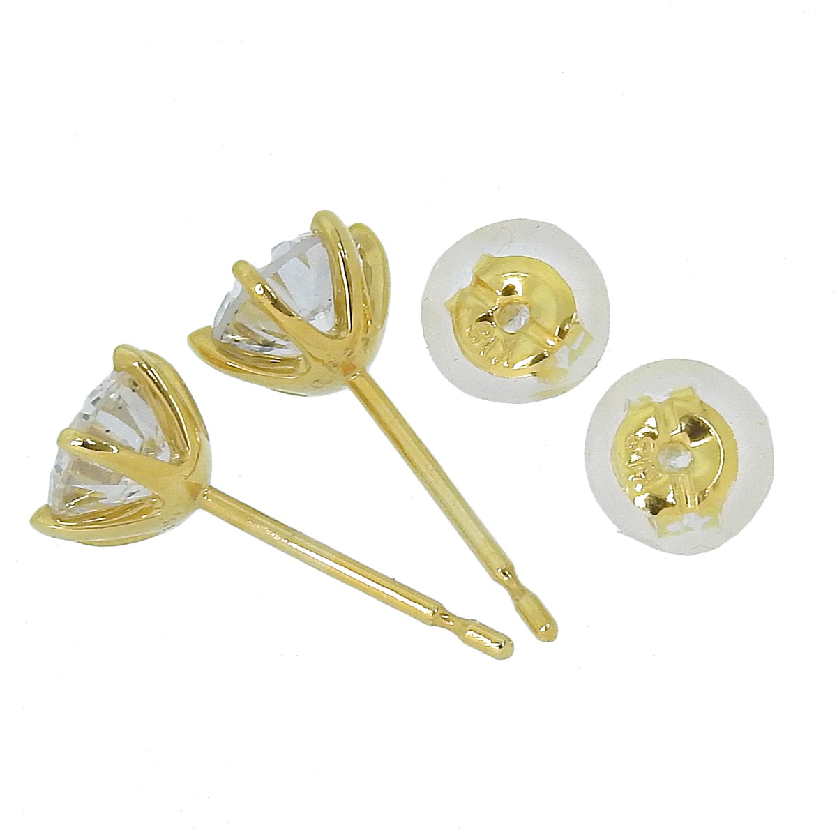 K18YG イエローゴールド ダイヤモンド0.678ct/0.627ct 一粒ダイヤモンド ピアス レディース  4413