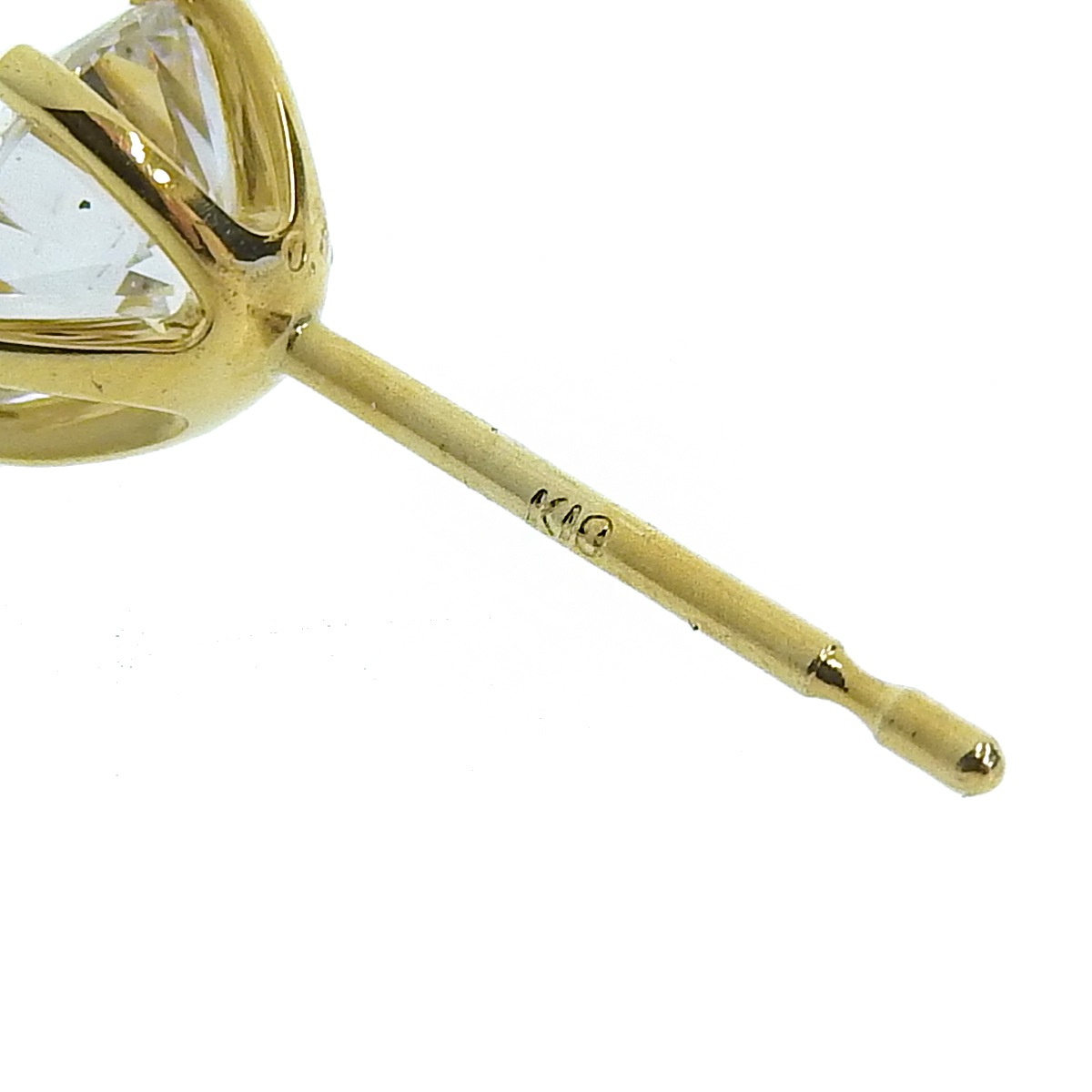 K18YG イエローゴールド ダイヤモンド0.678ct/0.627ct 一粒ダイヤモンド ピアス レディース  4413