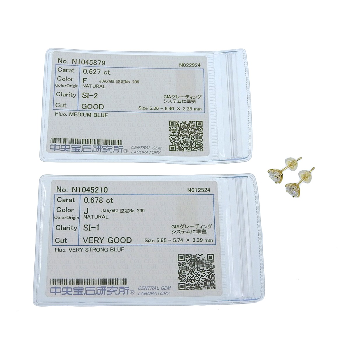 K18YG イエローゴールド ダイヤモンド0.678ct/0.627ct 一粒ダイヤモンド ピアス レディース  4413