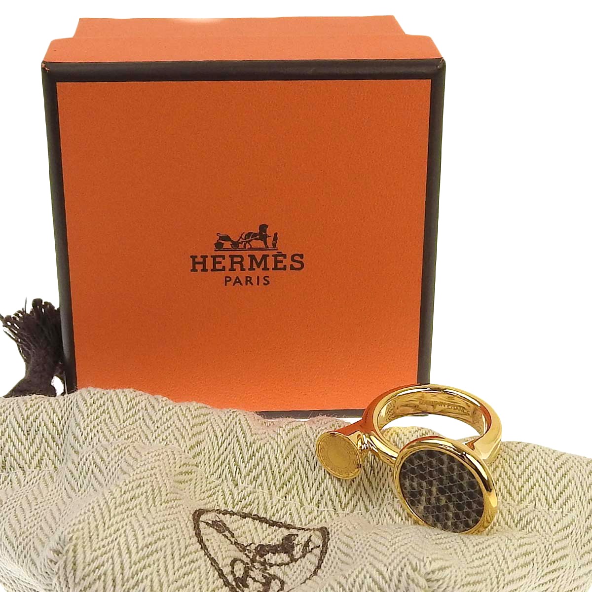 エルメス HERMES コルHリング 指輪 GP×レザー ゴールド M 14号 レディース 4569