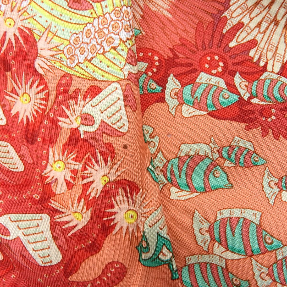 エルメス HERMES フィッシュ柄 プルオーバー ブラウス シルク100％ ピンク×マルチカラー 36 レディース 4251