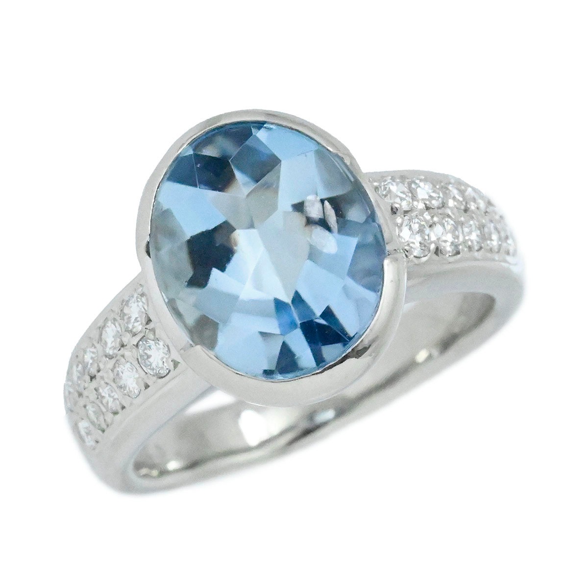 ミキモト MIKIMOTO  Pt950 アクアマリン3.13ct ダイヤ0.28ct リング サイズ12号 レディース  3815