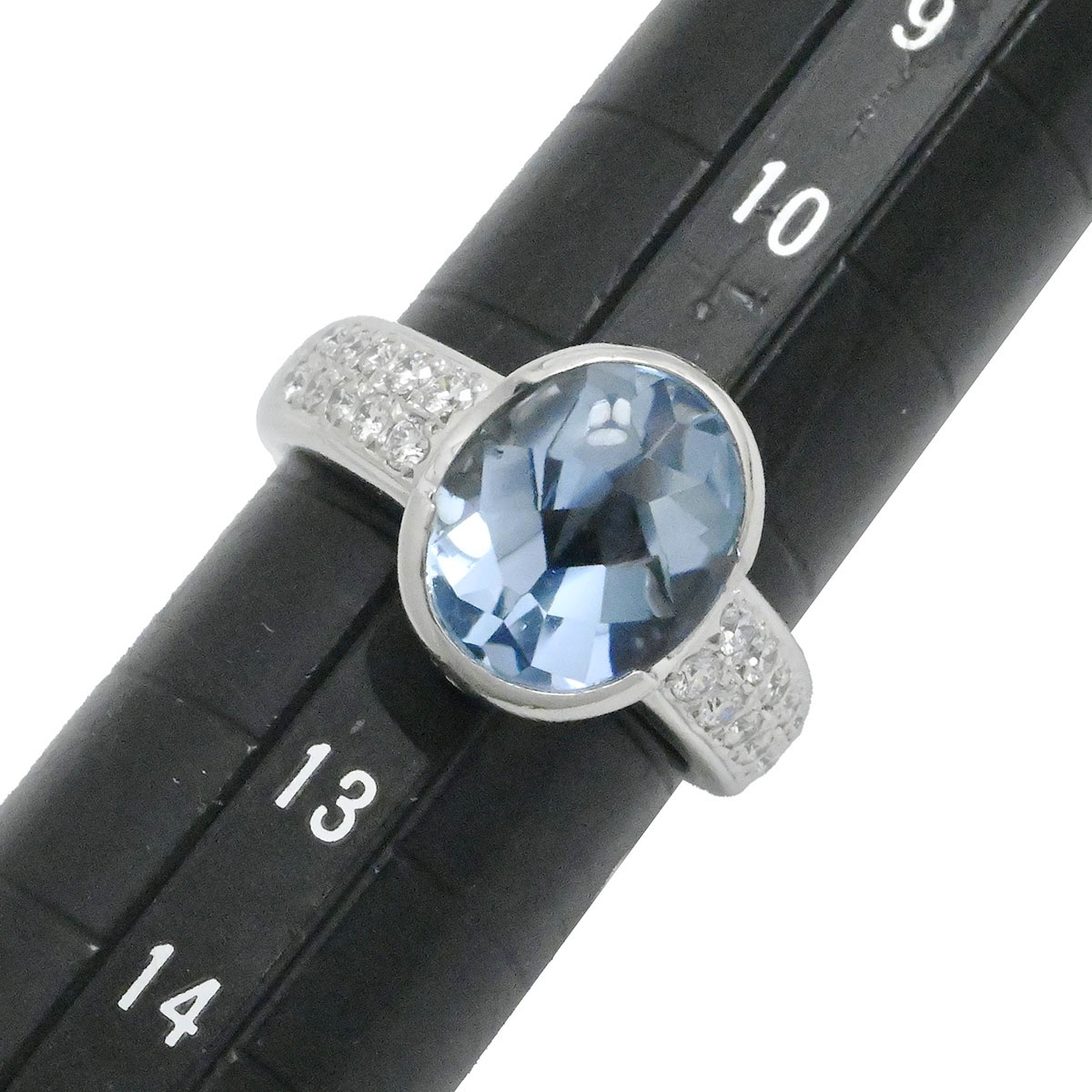 ミキモト MIKIMOTO  Pt950 アクアマリン3.13ct ダイヤ0.28ct リング サイズ12号 レディース  3815