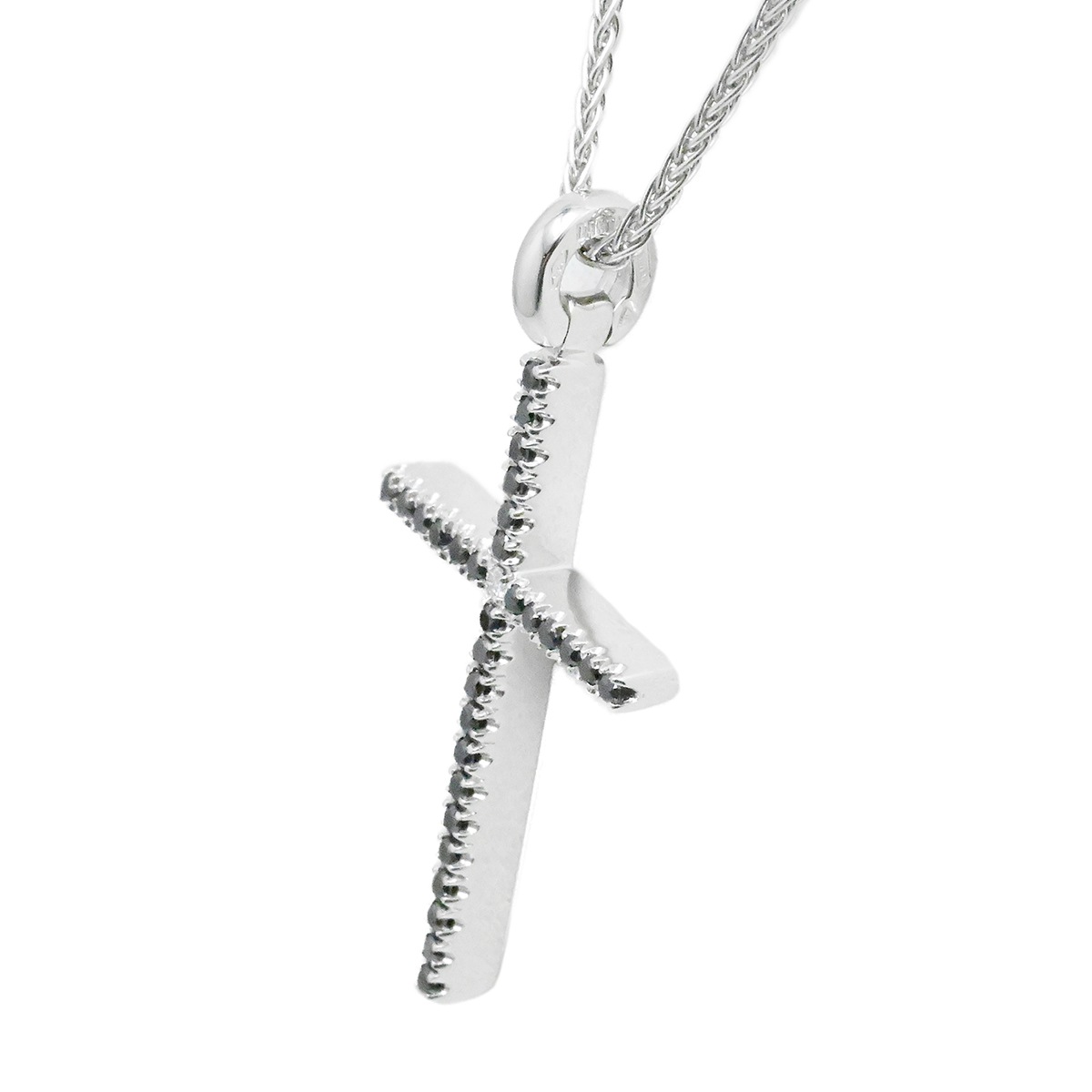 ダミアーニ DAMIANI 750WG ホワイトゴールド ブラックダイヤ ダイヤ1P クロス ネックレス レディース  2011