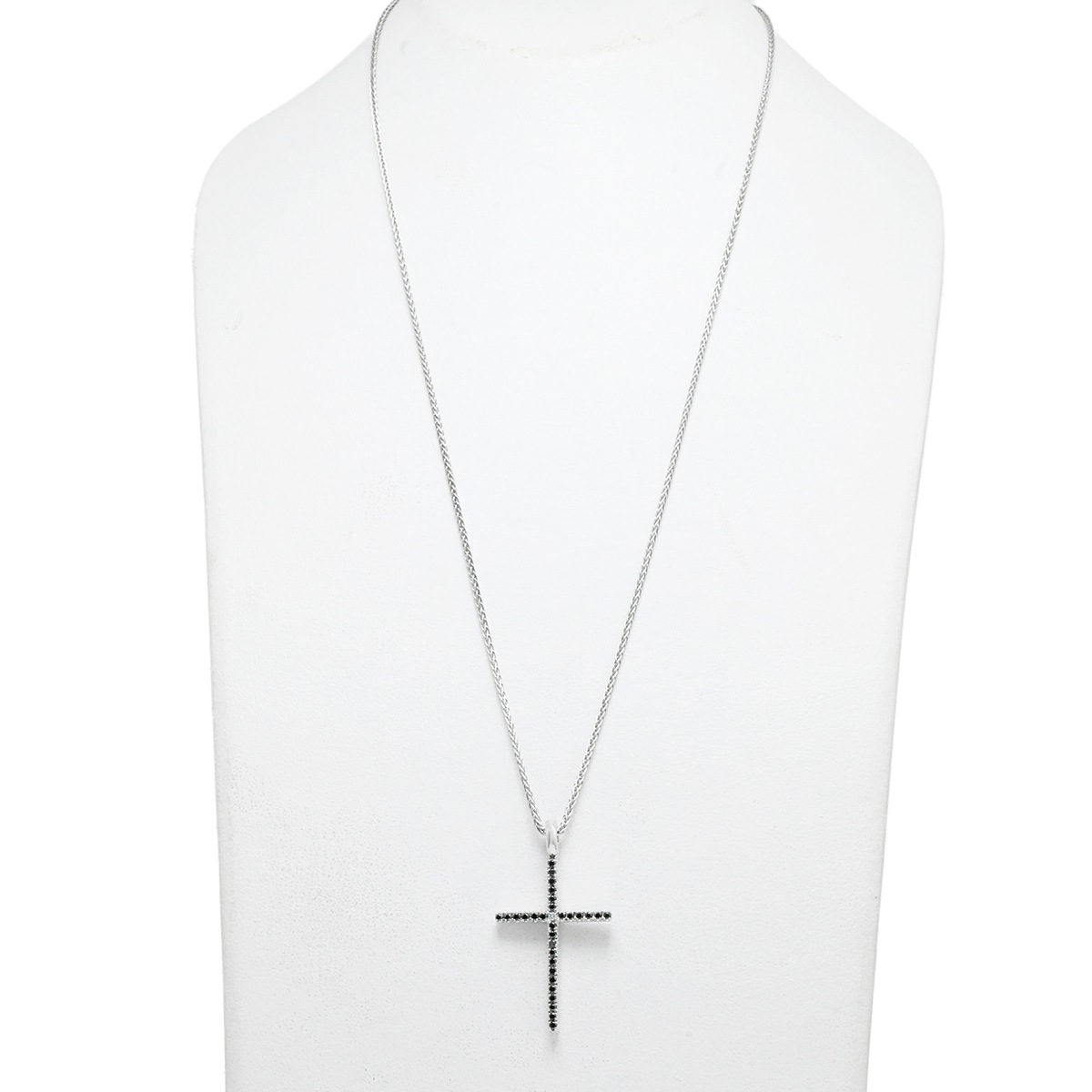 ダミアーニ DAMIANI 750WG ホワイトゴールド ブラックダイヤ ダイヤ1P クロス ネックレス レディース  2011