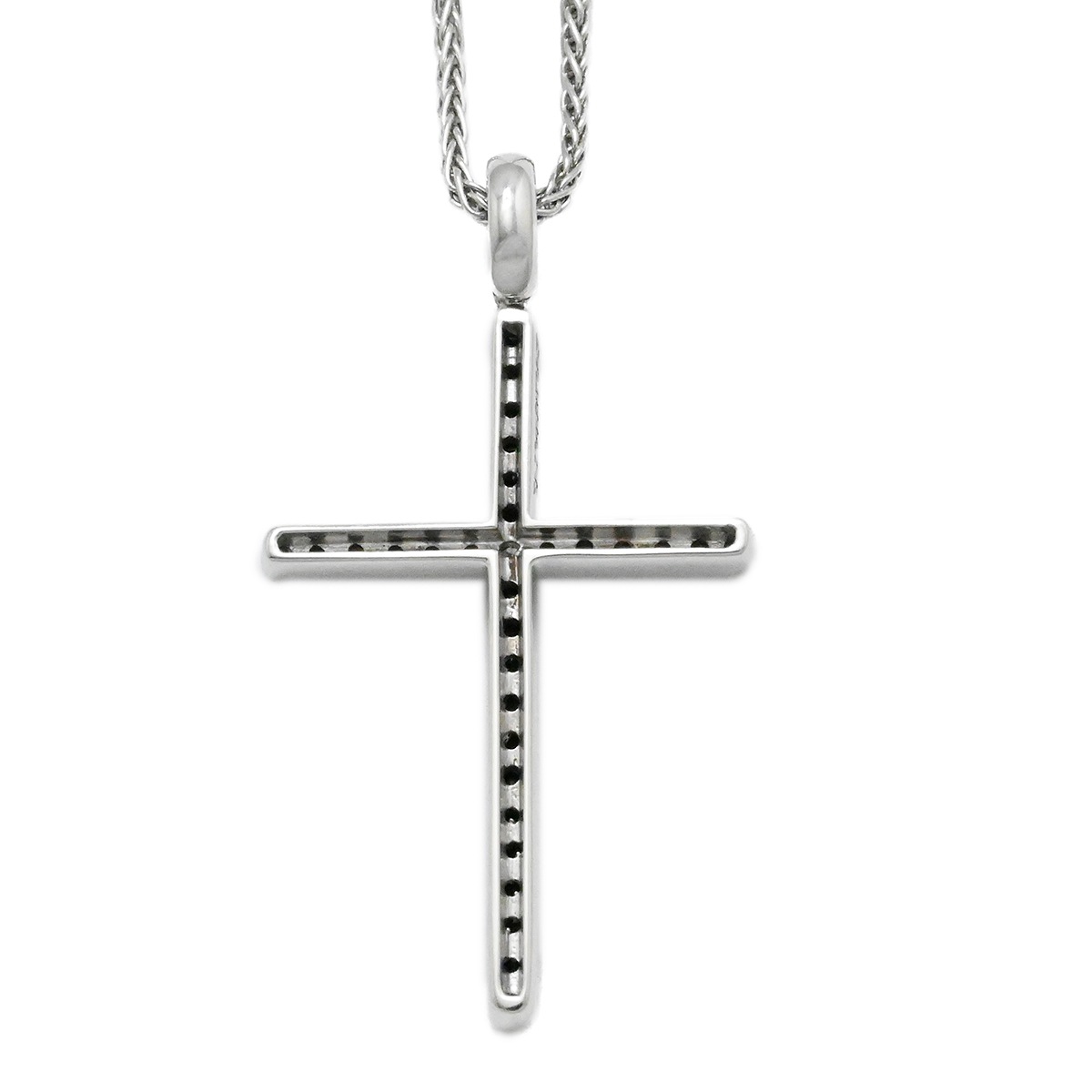 ダミアーニ DAMIANI 750WG ホワイトゴールド ブラックダイヤ ダイヤ1P クロス ネックレス レディース  2011