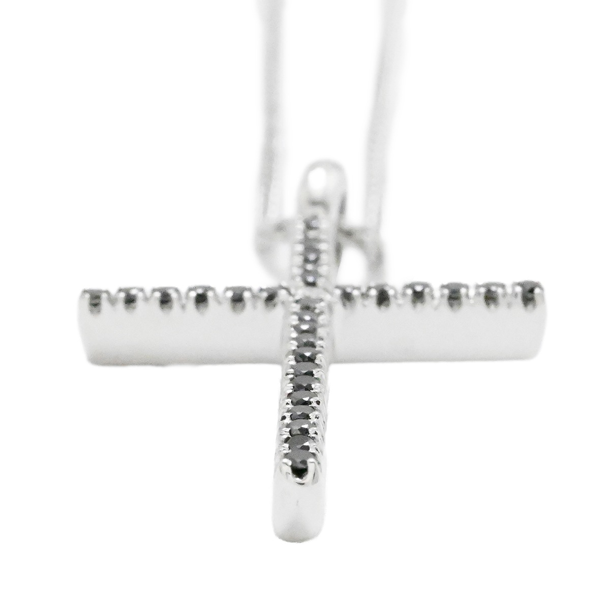 ダミアーニ DAMIANI 750WG ホワイトゴールド ブラックダイヤ ダイヤ1P クロス ネックレス レディース  2011