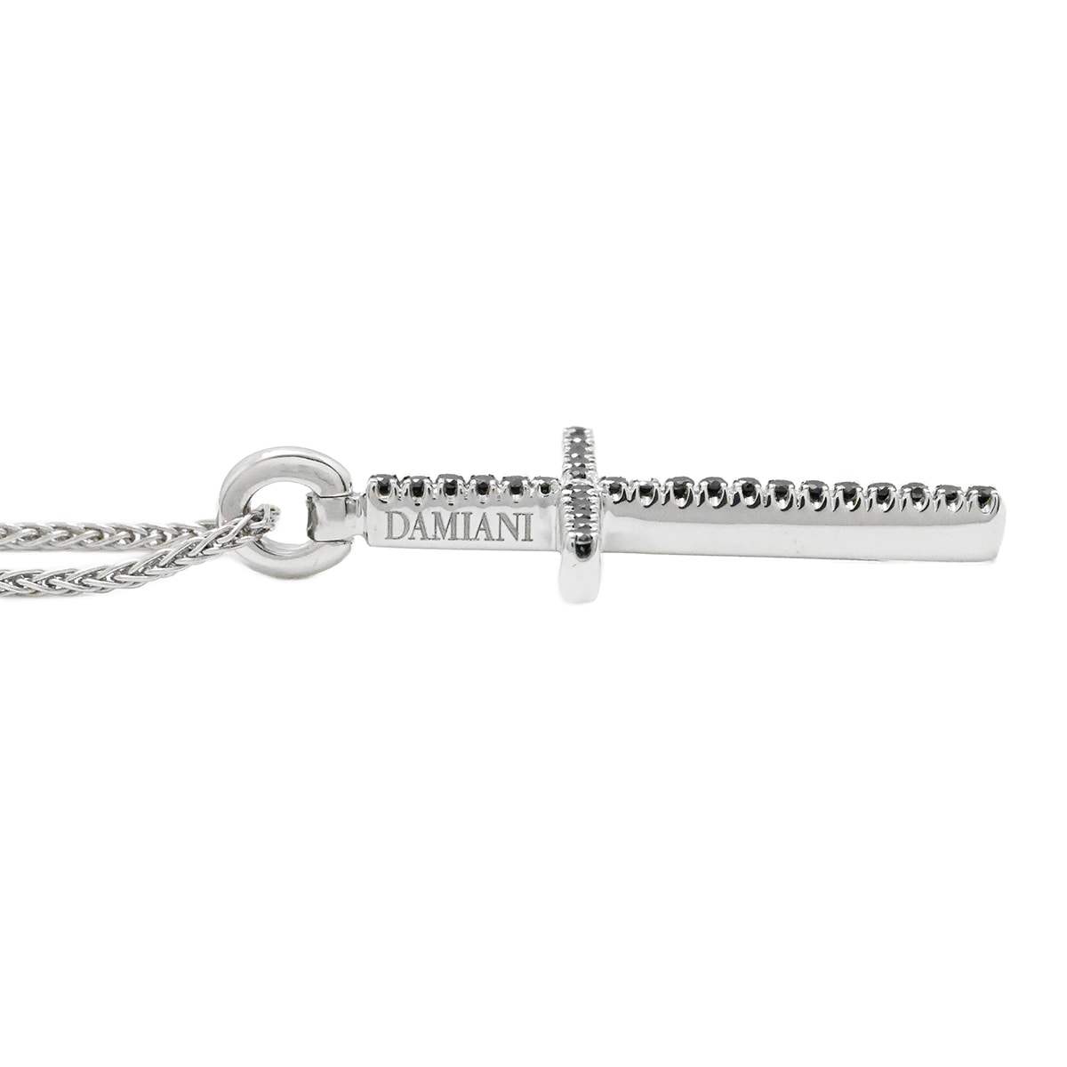 ダミアーニ DAMIANI 750WG ホワイトゴールド ブラックダイヤ ダイヤ1P クロス ネックレス レディース  2011