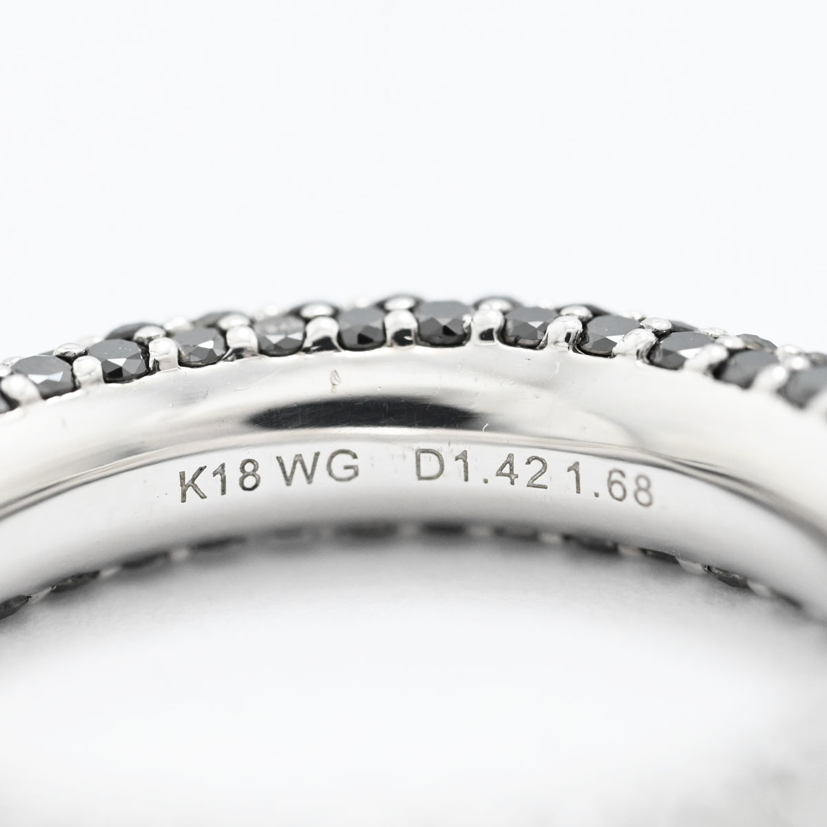 ポンテヴェキオ PONTE VECCHIO K18ＷG エテルノ ラテ エテルノファミリー ダイヤ1.42ct ブラックダイヤ1.68ct リング 11号 3397