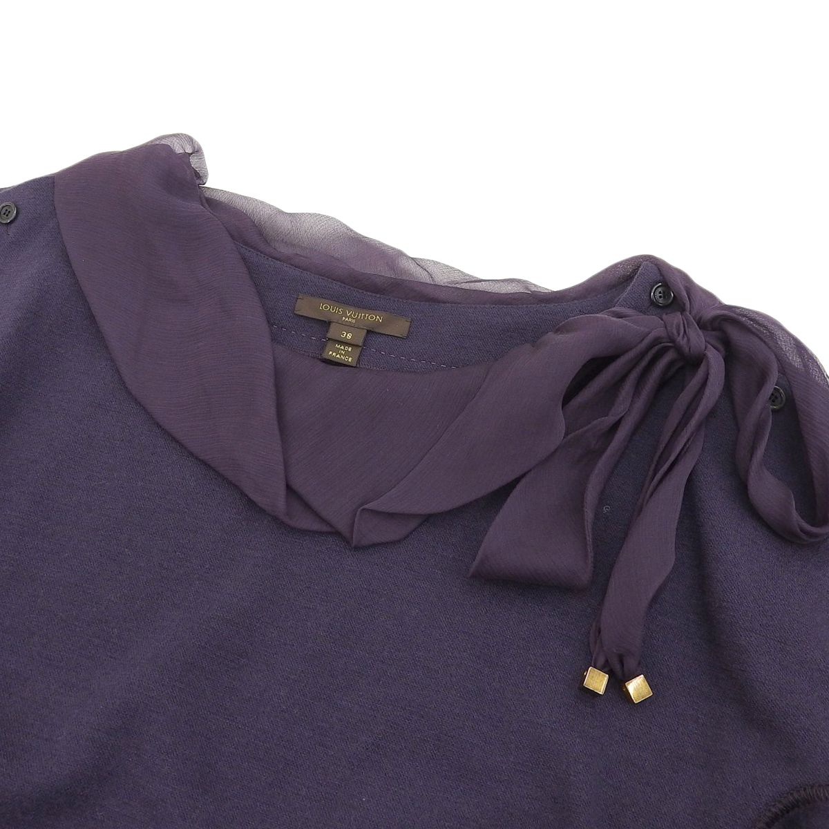 ルイヴィトン LOUIS VUITTON 半袖 トップス ウール シルク パープル 38 レディース  4137