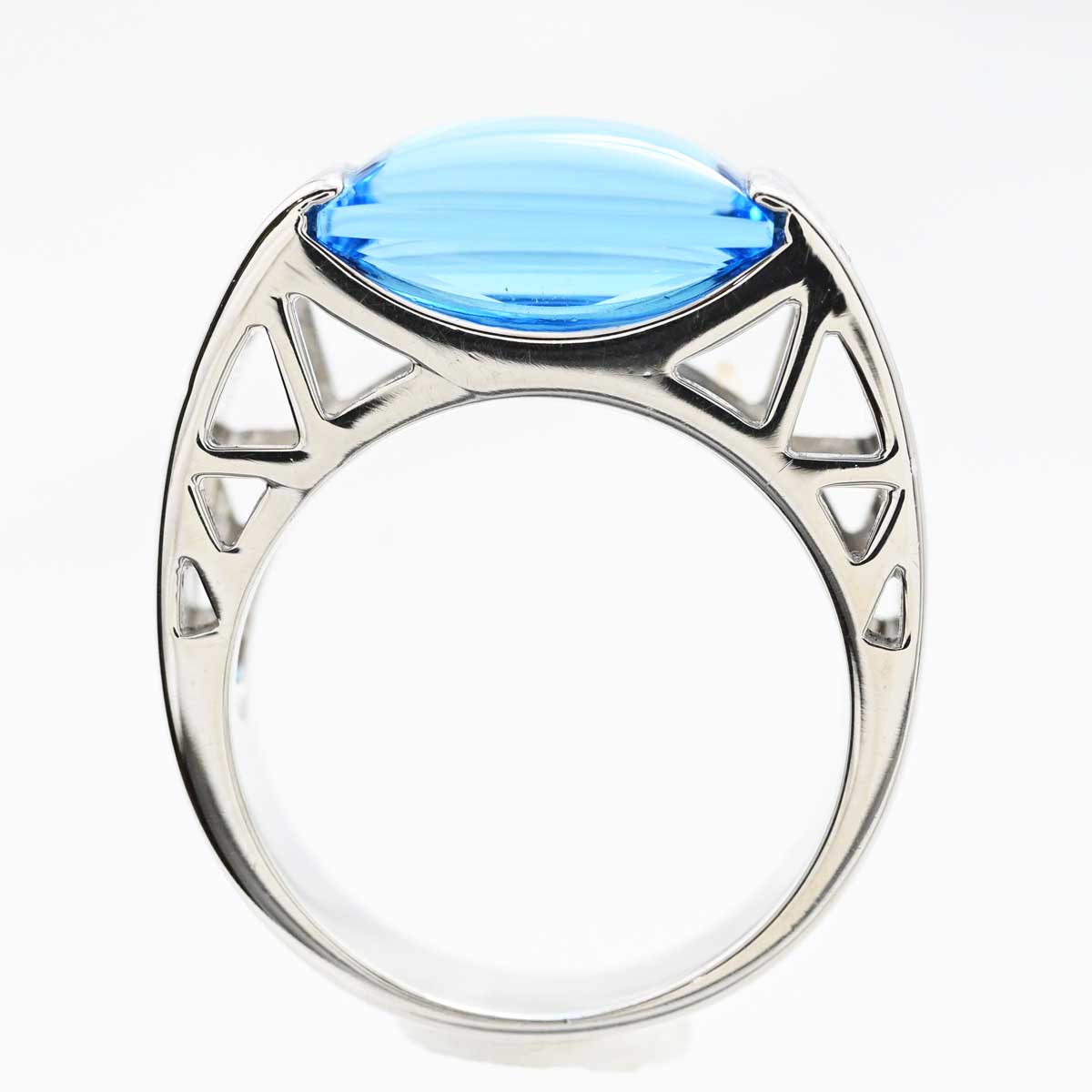 タサキ ＰT900 プラチナ ブルートパーズ ダイヤ 0.21ct リング レディース 9号  3482