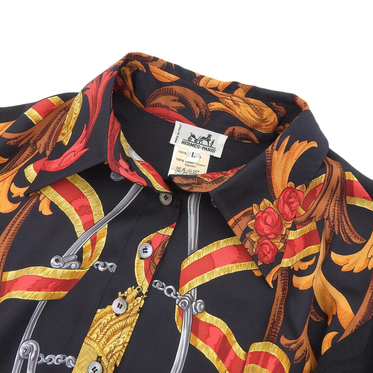 エルメス HERMES プルオーバー 長袖ニット ブラウス シルク コットン ブラック系 L レディース 4252 HERMES エルメス プルオーバー 長袖ニット ブラウス シルク