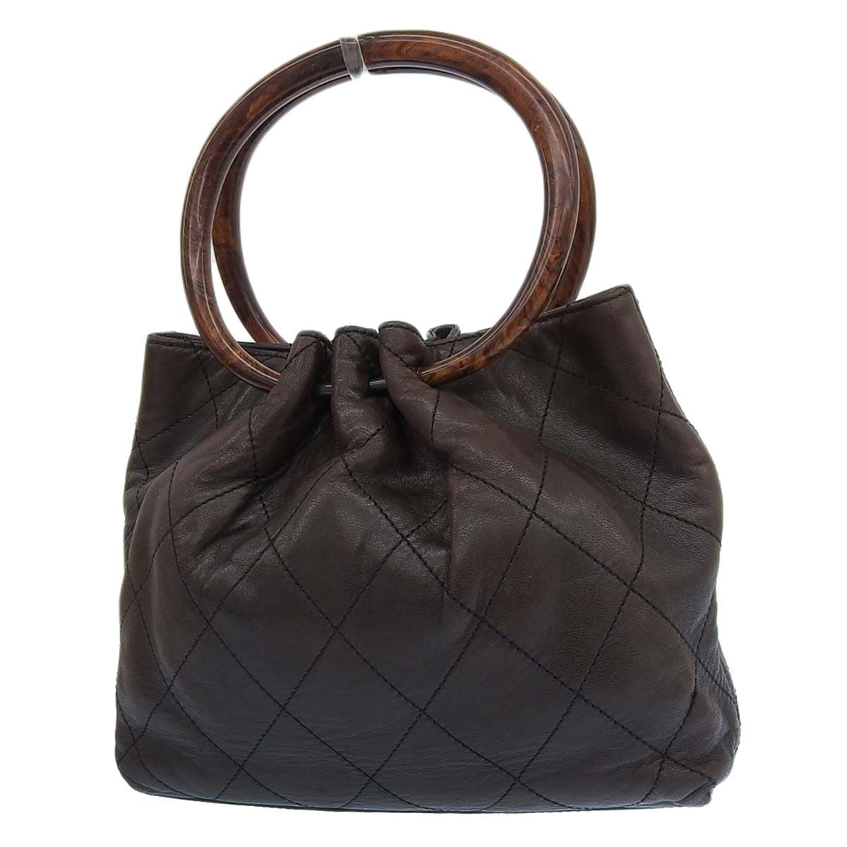 ✨シャネル✨未使用(訳あり)色変酷い ・ブラウン レザー キルティング バッグ シャネル CHANEL マトラッセ ハンドバッグ キルティング 巾着