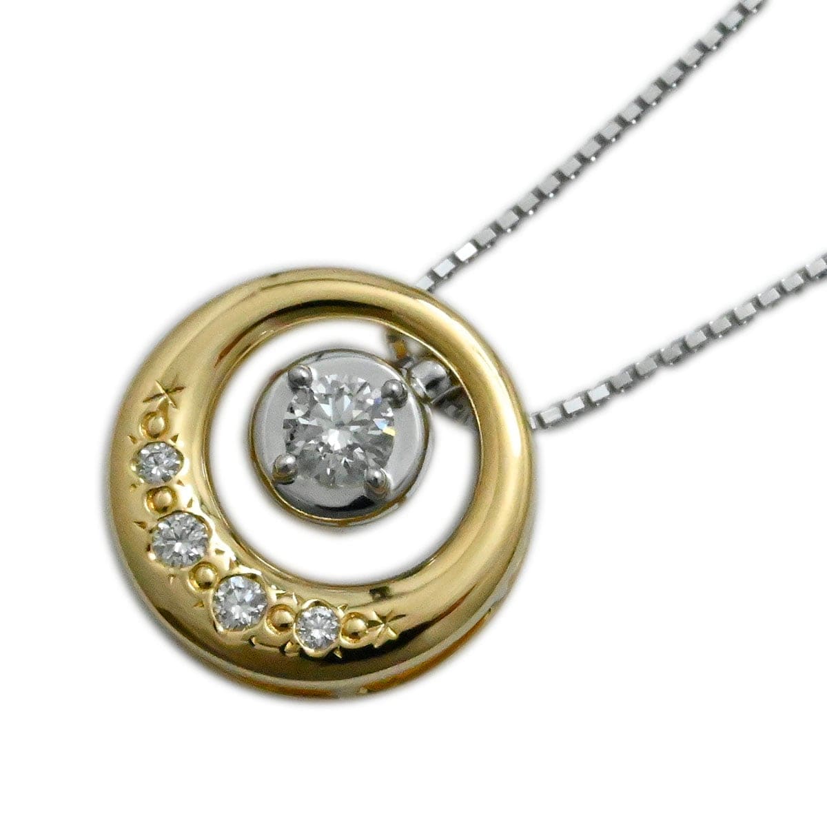 タサキ TASAKI K18ＹG WG イエローゴールド ホワイトゴールド D0.15ct サークルラウンドネックレス レディース  3673