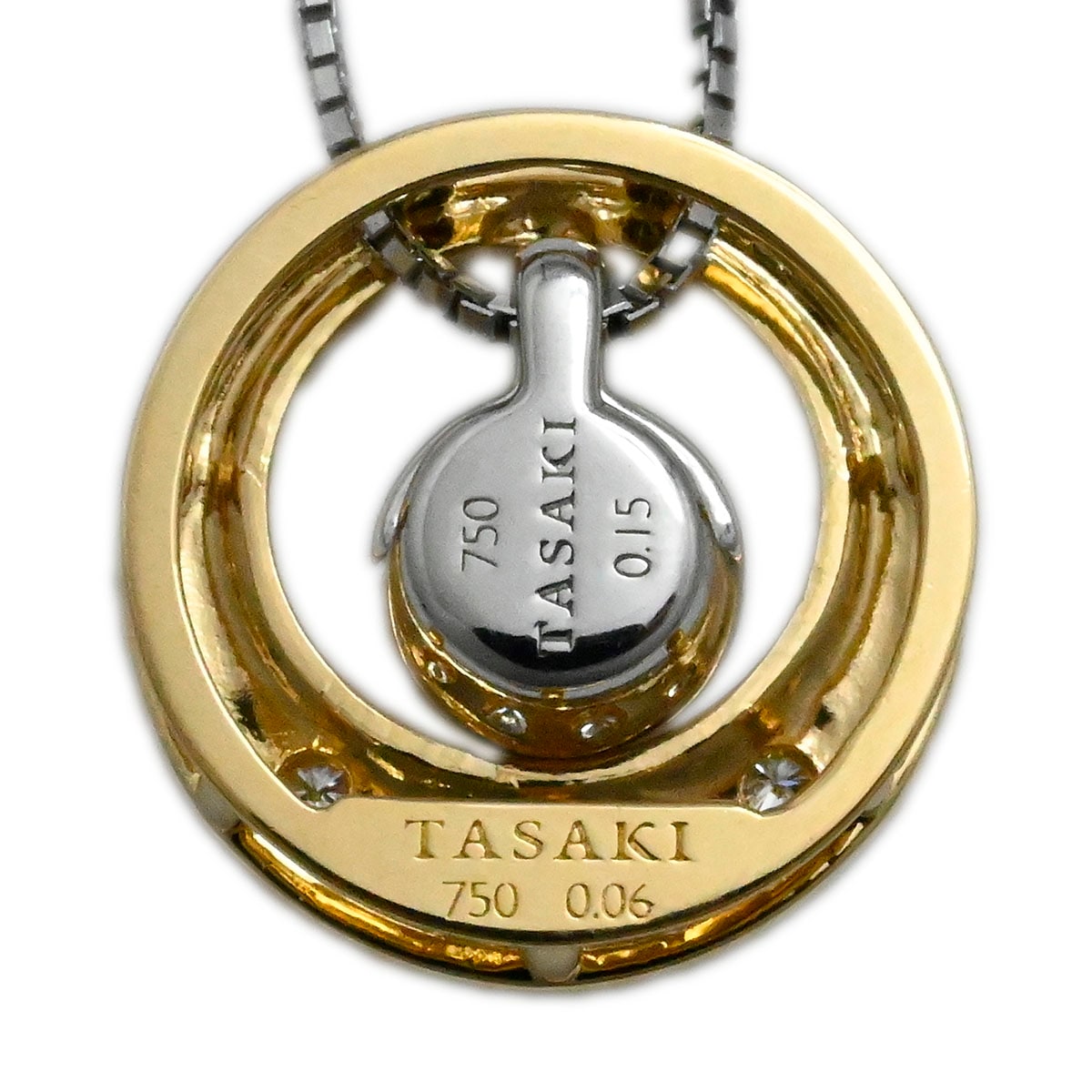 タサキ TASAKI K18ＹG WG イエローゴールド ホワイトゴールド D0.15ct サークルラウンドネックレス レディース  3673