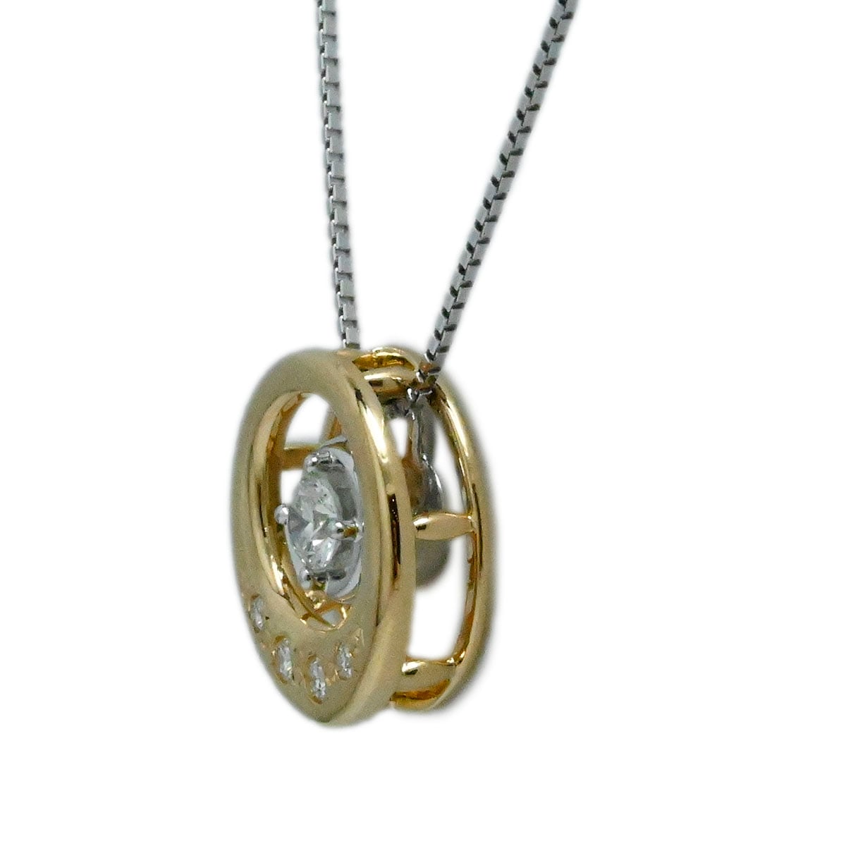 タサキ TASAKI K18ＹG WG イエローゴールド ホワイトゴールド D0.15ct サークルラウンドネックレス レディース  3673