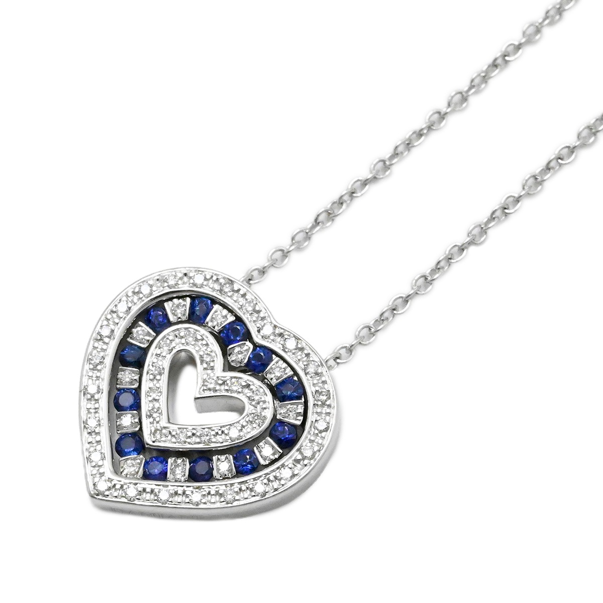 ダミアーニ DAMIANI 750WG ホワイトゴールド ベルエポック サファイア ダイヤ ハート ネックレス レディース  2012