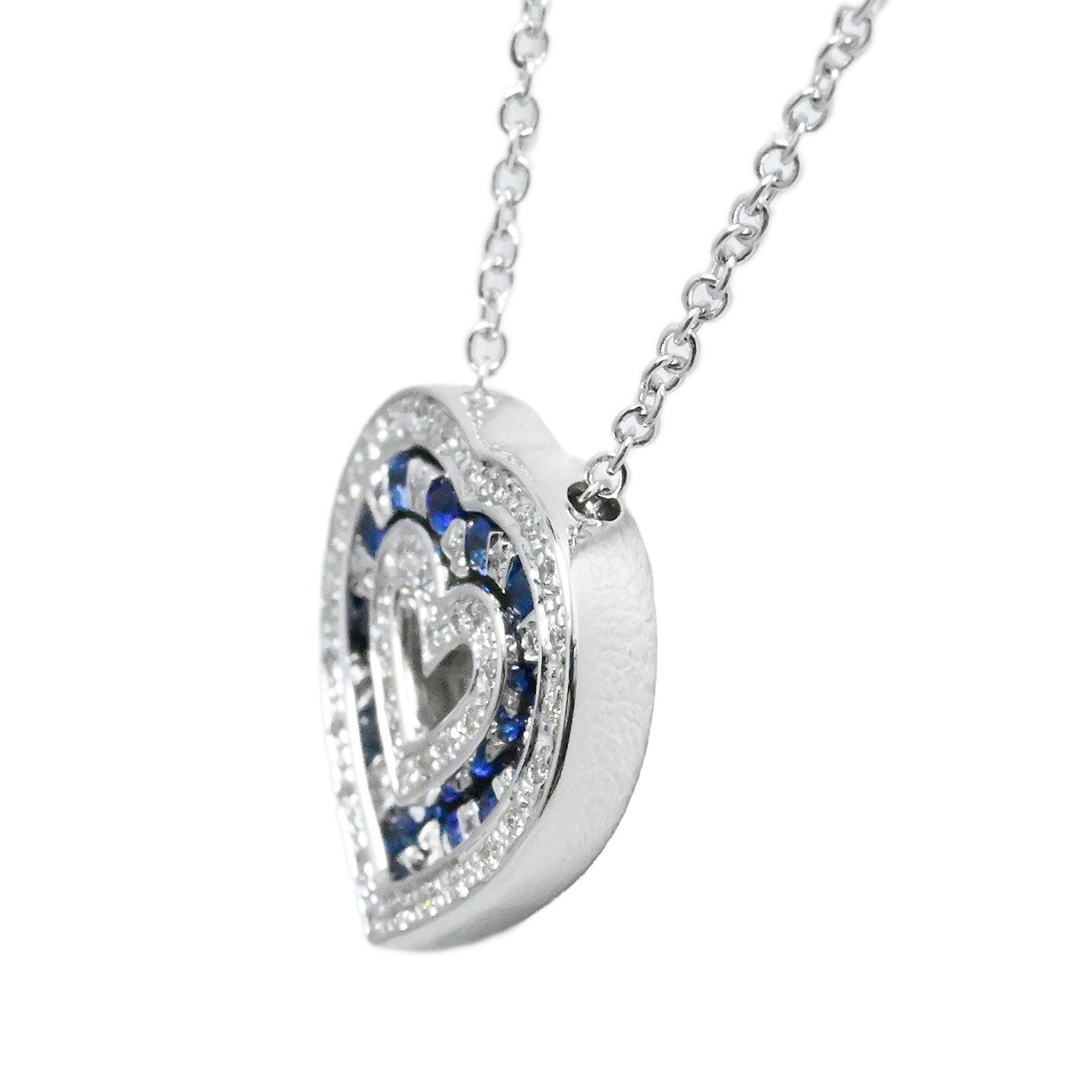 ダミアーニ DAMIANI 750WG ホワイトゴールド ベルエポック サファイア ダイヤ ハート ネックレス レディース  2012