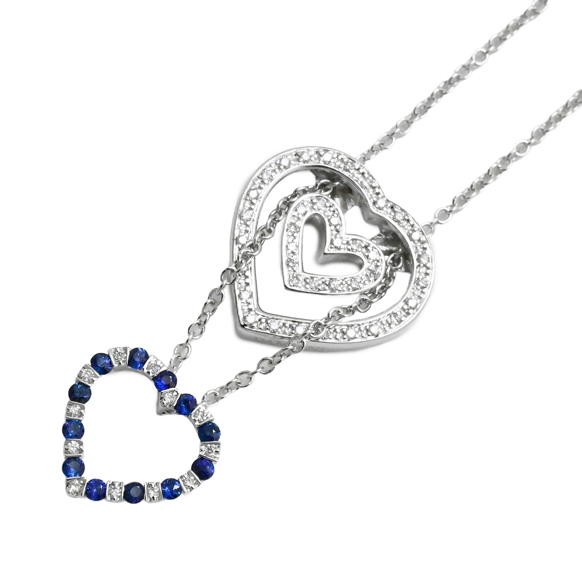 ダミアーニ DAMIANI 750WG ホワイトゴールド ベルエポック サファイア ダイヤ ハート ネックレス レディース  2012