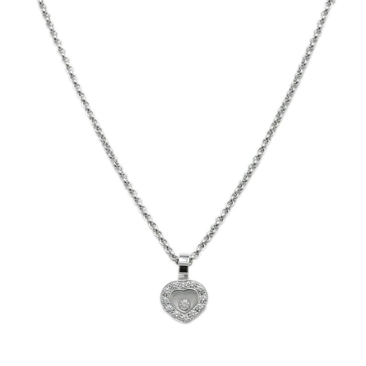 ショパール CHOPARD 750WG ホワイトゴールド ハッピーダイヤモンド ハート ダイヤ1P レディース ネックレス  3674
