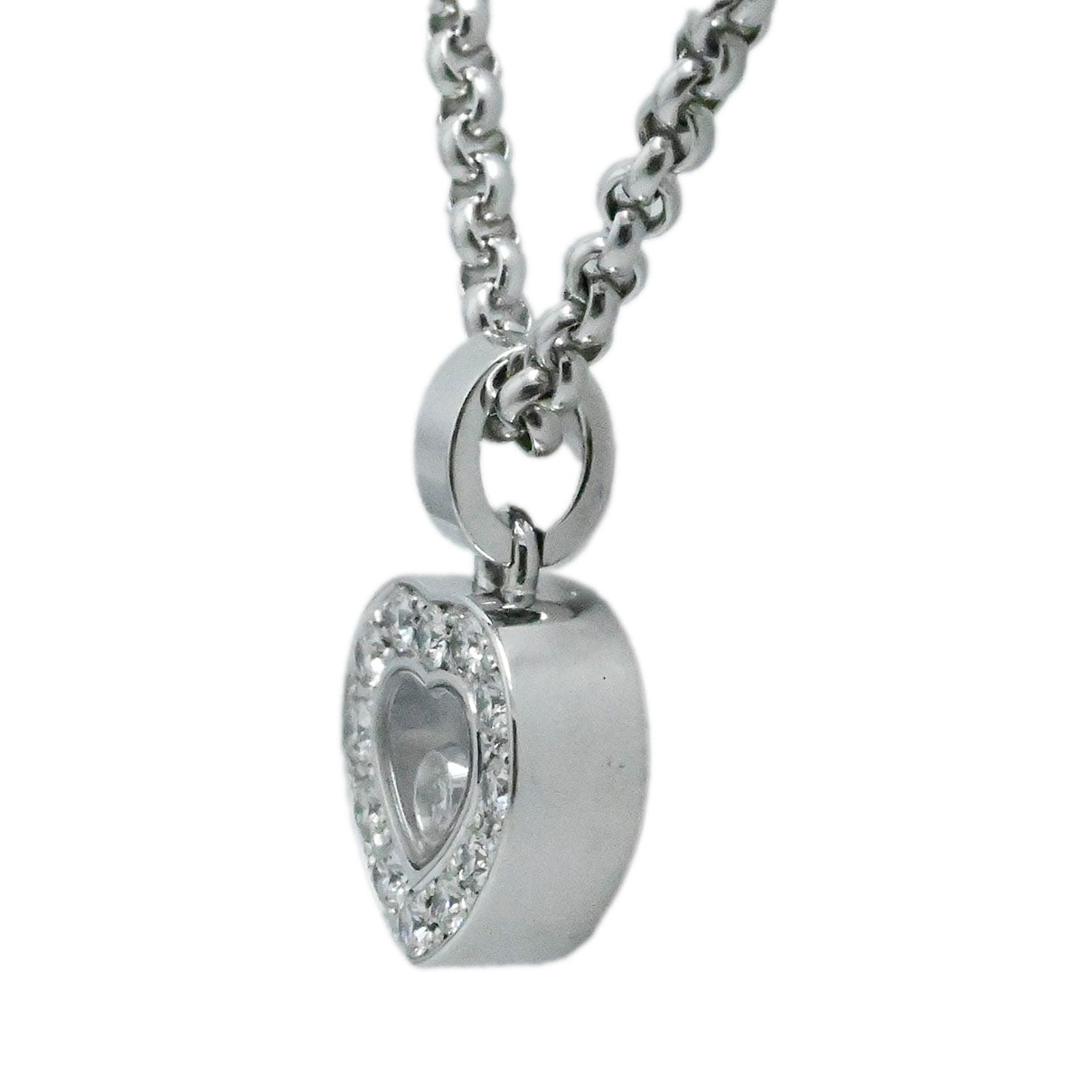 ショパール CHOPARD 750WG ホワイトゴールド ハッピーダイヤモンド ハート ダイヤ1P レディース ネックレス  3674