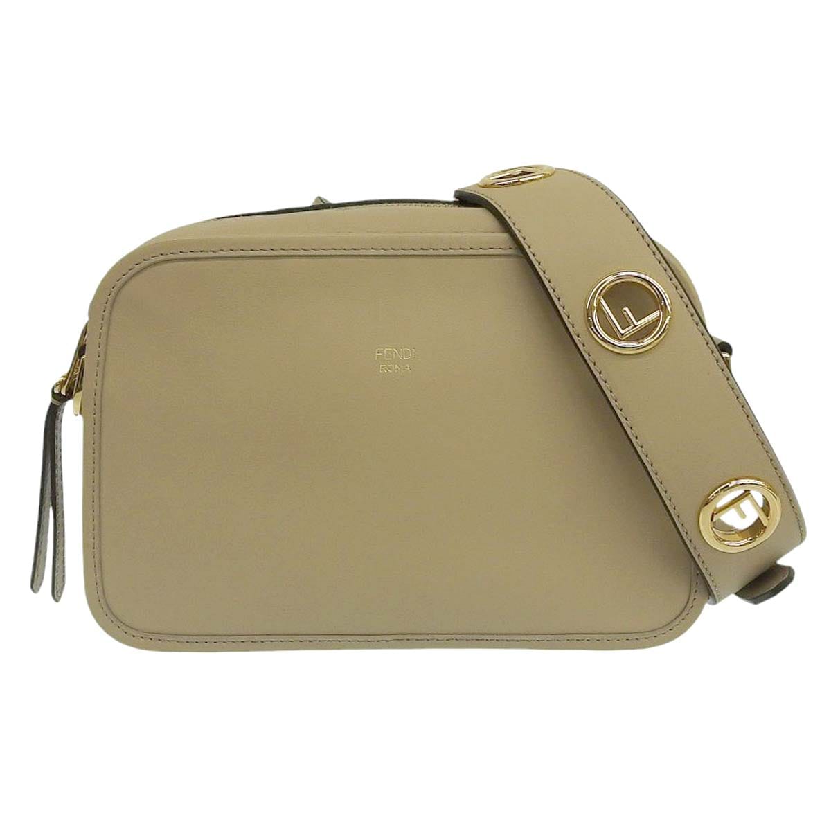 フェンディ FENDI キャム ショルダーバッグ カメラバッグ ポシェット 斜め掛け レザー ベージュ レディース 4630