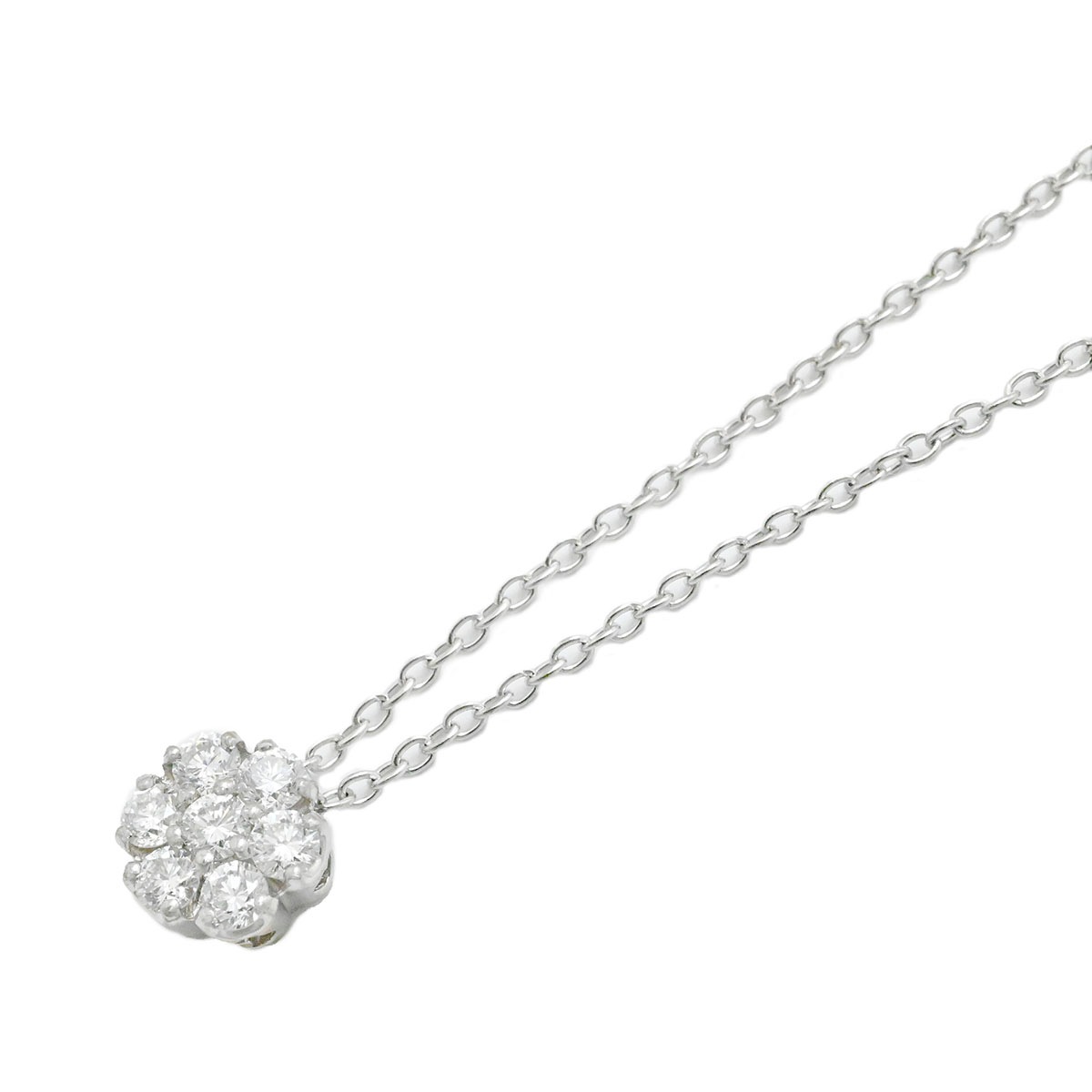 ポンテヴェッキオ Ponte Vecchio P/V K18WG ホワイトゴールド ダイヤ0.25ct フラワーモチーフ ネックレス レディース  3901