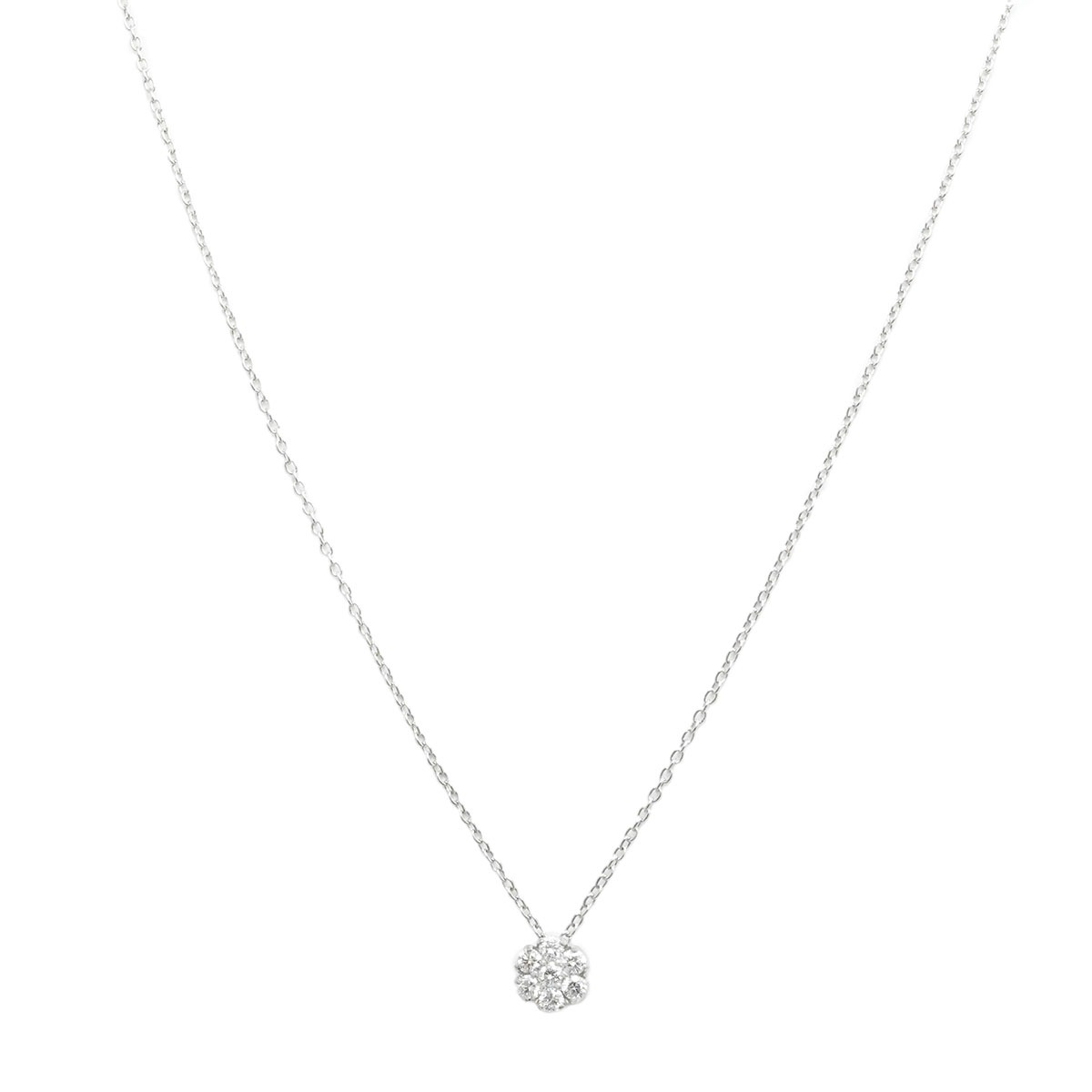 ポンテヴェッキオ Ponte Vecchio P/V K18WG ホワイトゴールド ダイヤ0.25ct フラワーモチーフ ネックレス レディース  3901