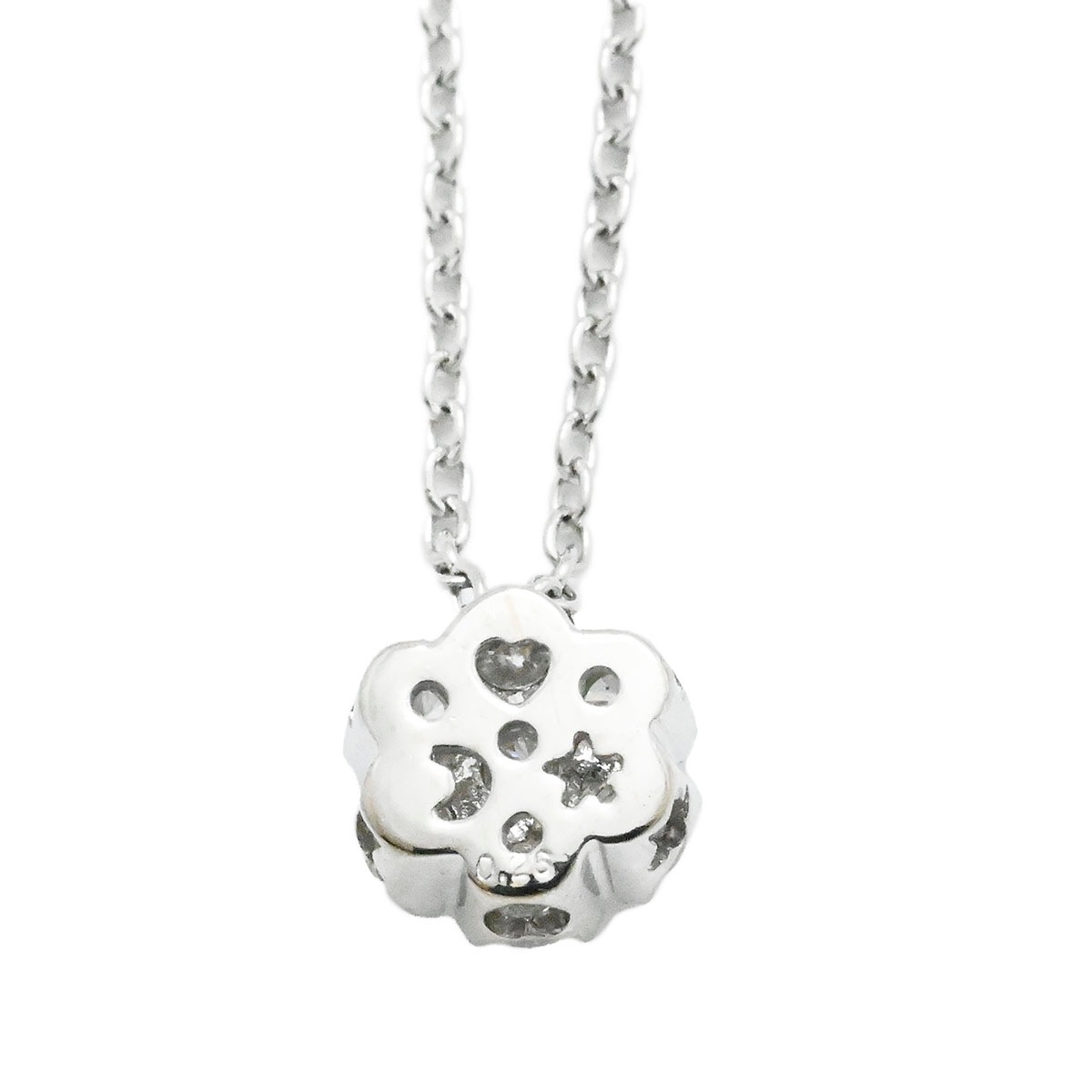 ポンテヴェッキオ Ponte Vecchio P/V K18WG ホワイトゴールド ダイヤ0.25ct フラワーモチーフ ネックレス レディース  3901