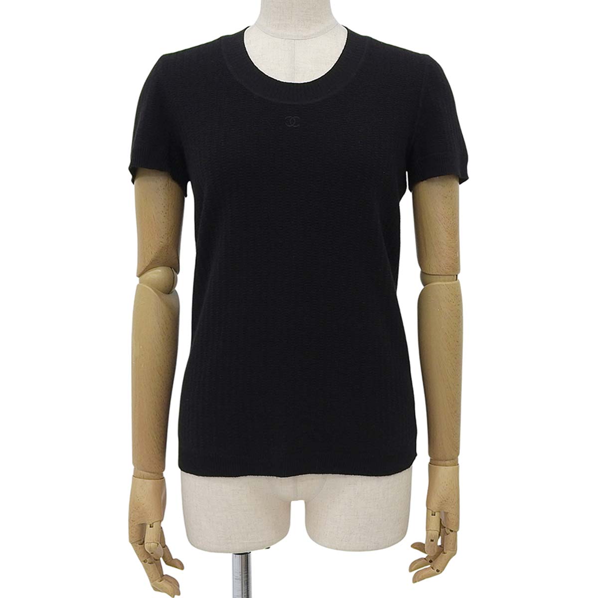 CHANEL CC 01C ロゴ　カシミヤ　半袖　ニット 38 CHANEL CC 01C ロゴ カシミヤ 半袖 ニット 38 CHANEL CC 01C ロゴ