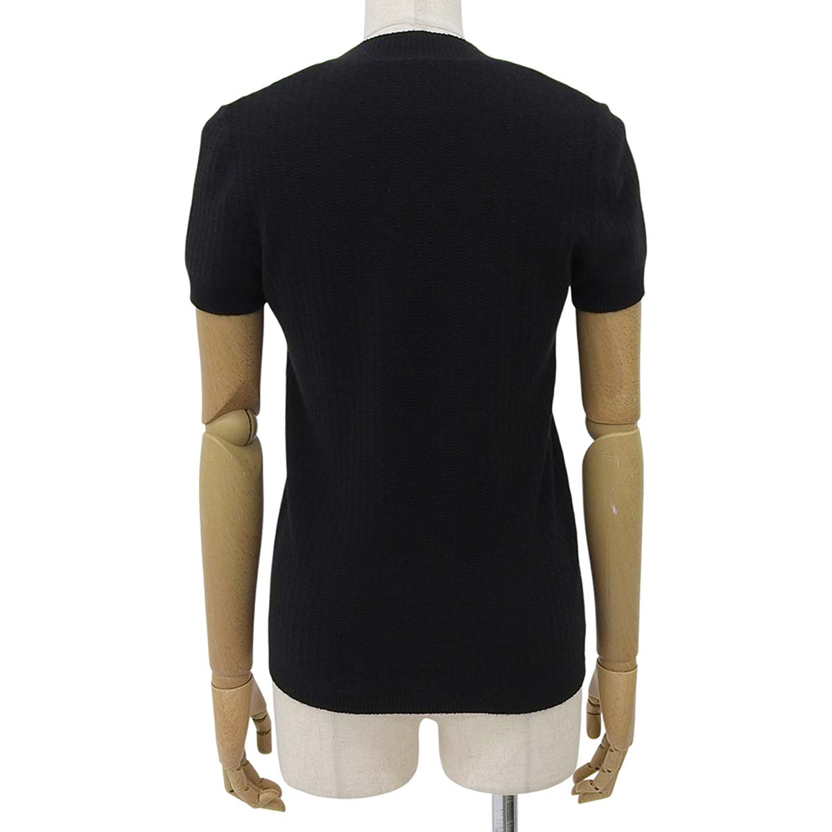 シャネル CHANEL ココマーク 半袖 ニット カットソー ウール カシミヤ ブラック 38 レディース 4719
