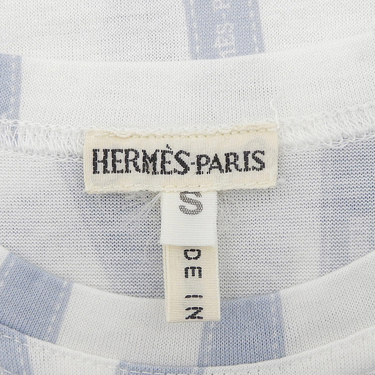 美品 エルメス HERMES 半袖 丸首 ボルデュック リボン柄 Tシャツ