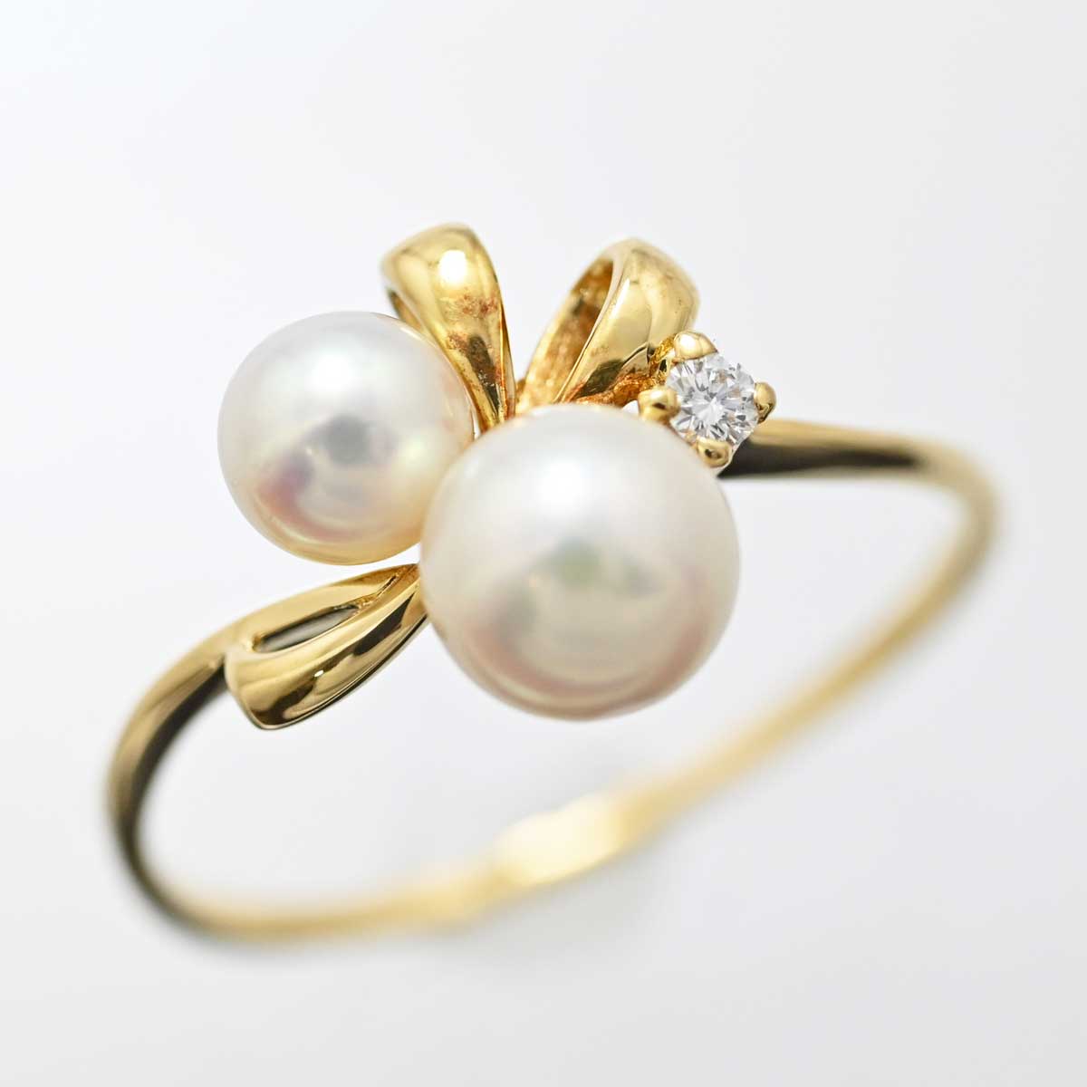 ミキモト MIKIMOTO K18YG イエローゴールド パール ダイア リング 指輪 1２号 アクセサリー レディース  3367
