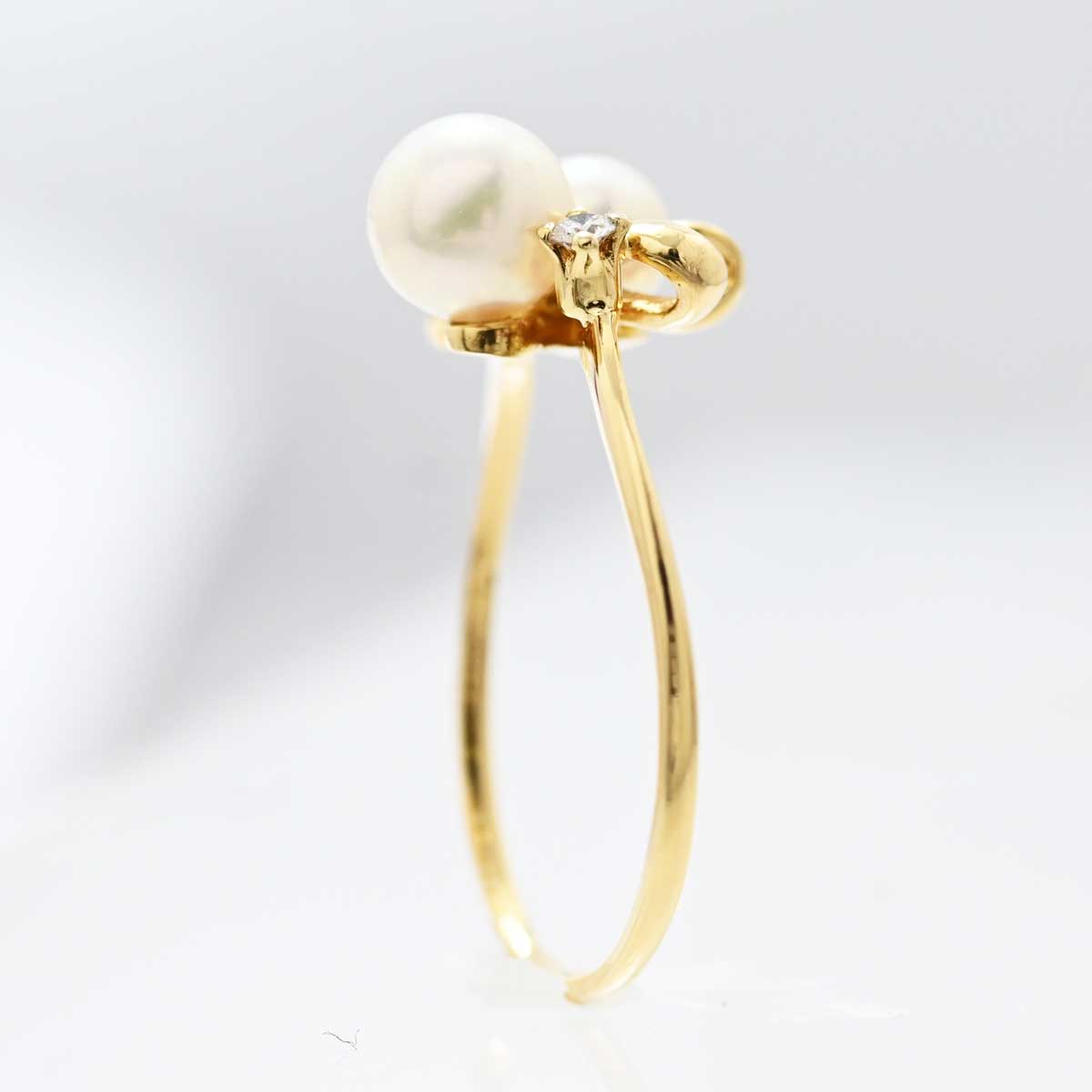 ミキモト MIKIMOTO K18YG イエローゴールド パール ダイア リング 指輪 1２号 アクセサリー レディース  3367