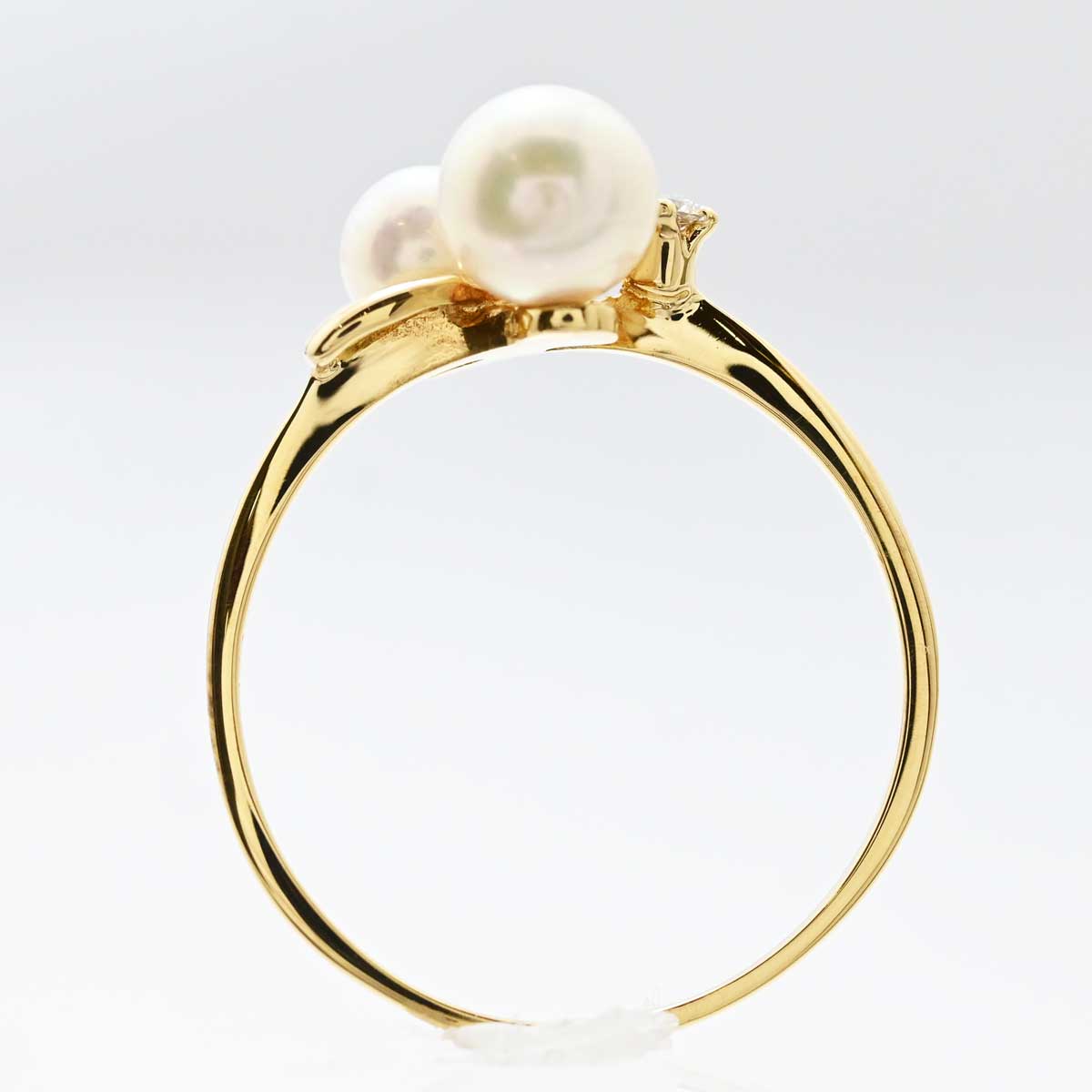 ミキモト MIKIMOTO K18YG イエローゴールド パール ダイア リング 指輪 1２号 アクセサリー レディース  3367