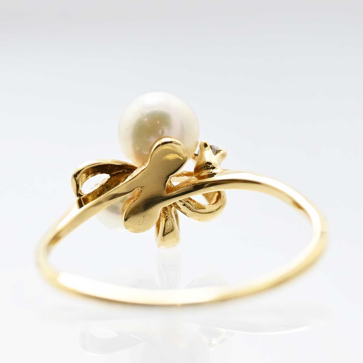 ミキモト MIKIMOTO K18YG イエローゴールド パール ダイア リング 指輪 1２号 アクセサリー レディース  3367