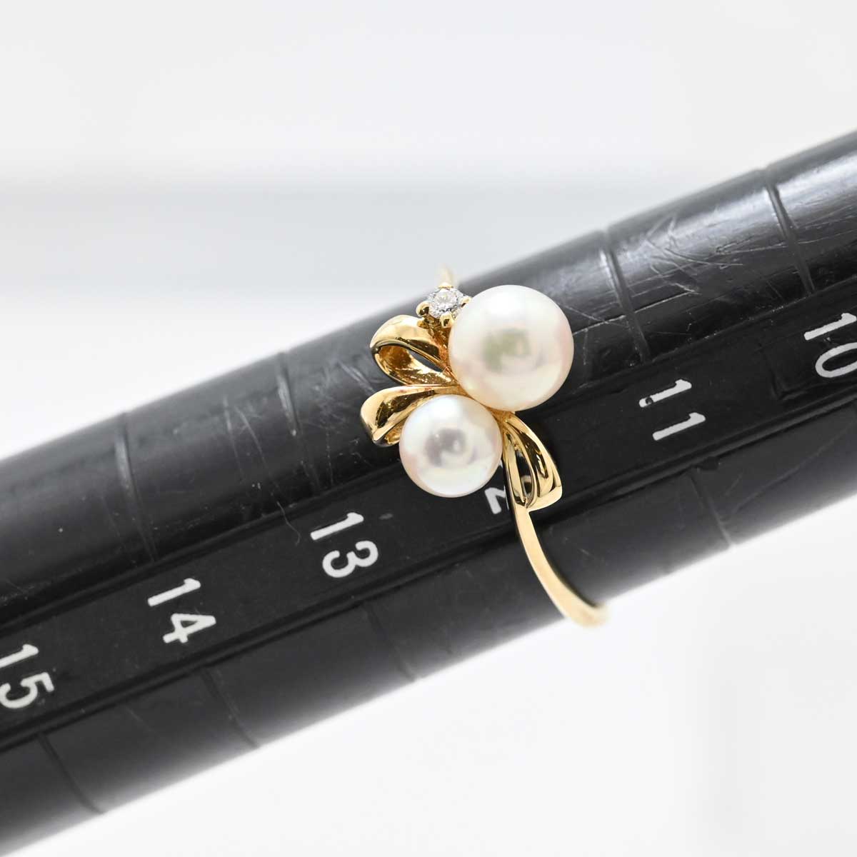 ミキモト MIKIMOTO K18YG イエローゴールド パール ダイア リング 指輪 1２号 アクセサリー レディース  3367