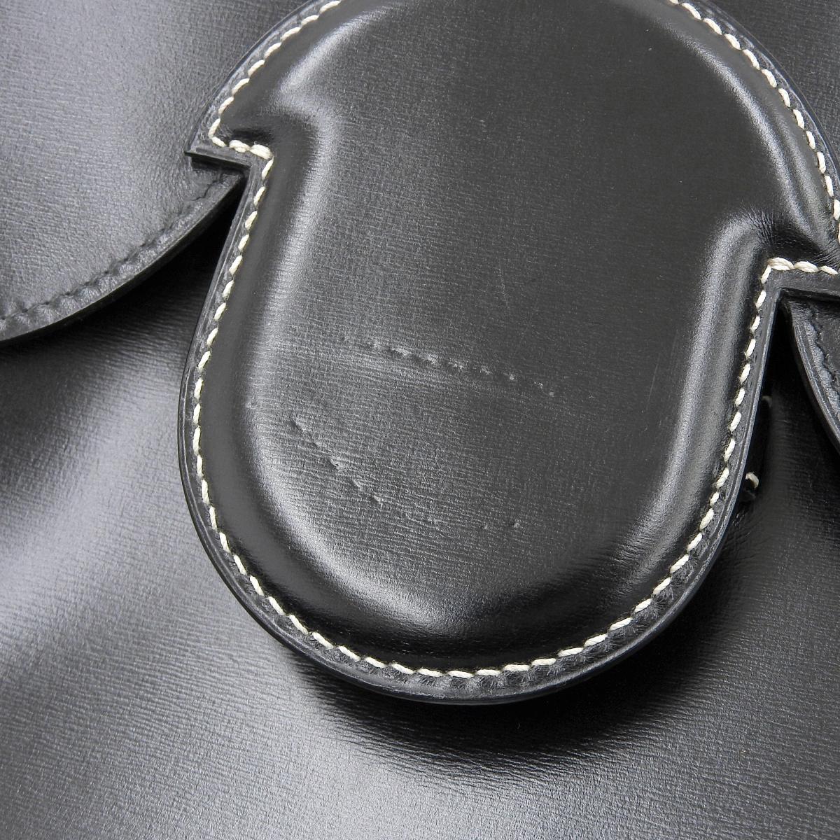 エルメス HERMES ファコGM35 クラッチバッグ セカンドバッグ カーフ ボックスカーフ ブラック メンズ レディース 〇N刻印 ヴィンテージ 4254