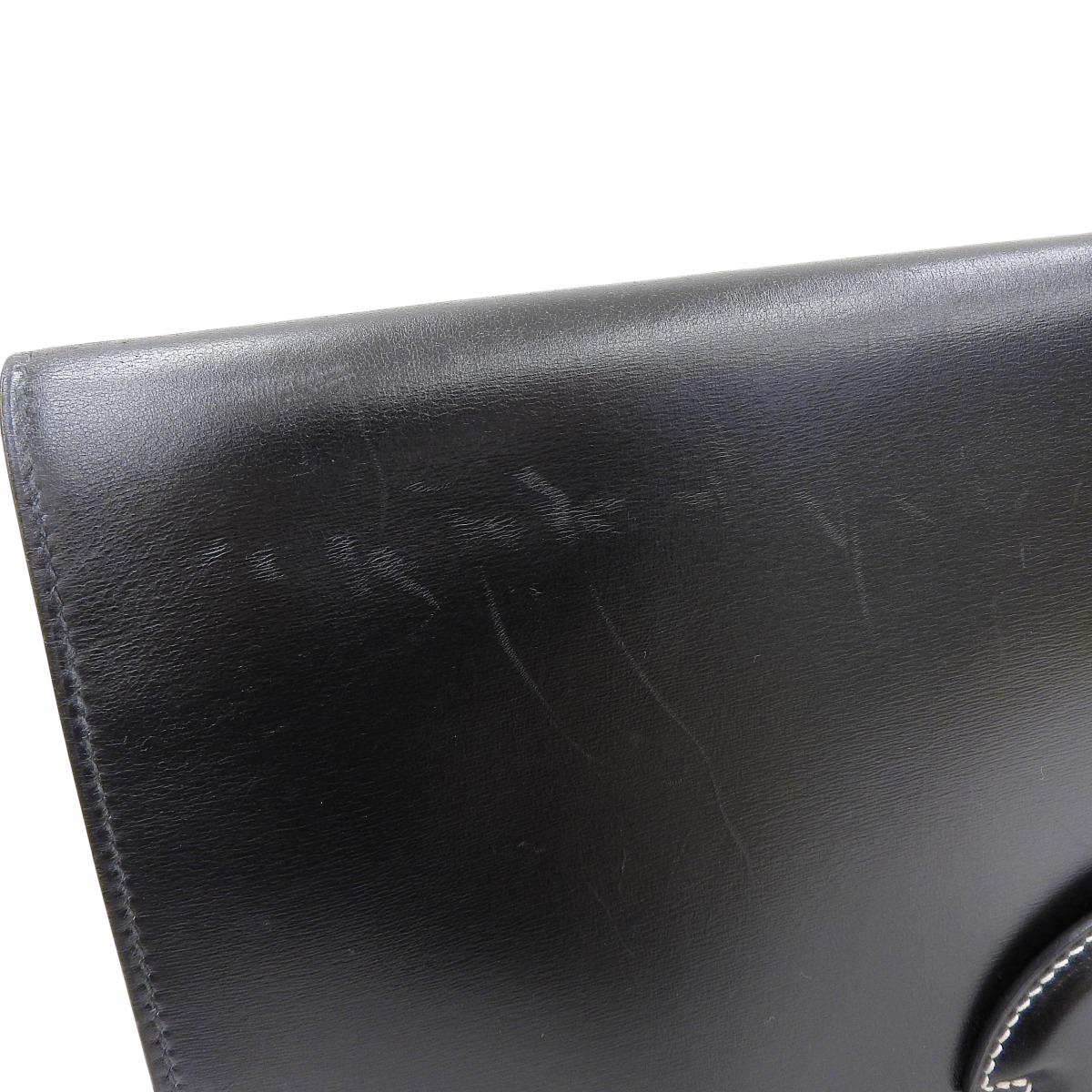 エルメス HERMES ファコGM35 クラッチバッグ セカンドバッグ カーフ ボックスカーフ ブラック メンズ レディース 〇N刻印 ヴィンテージ 4254