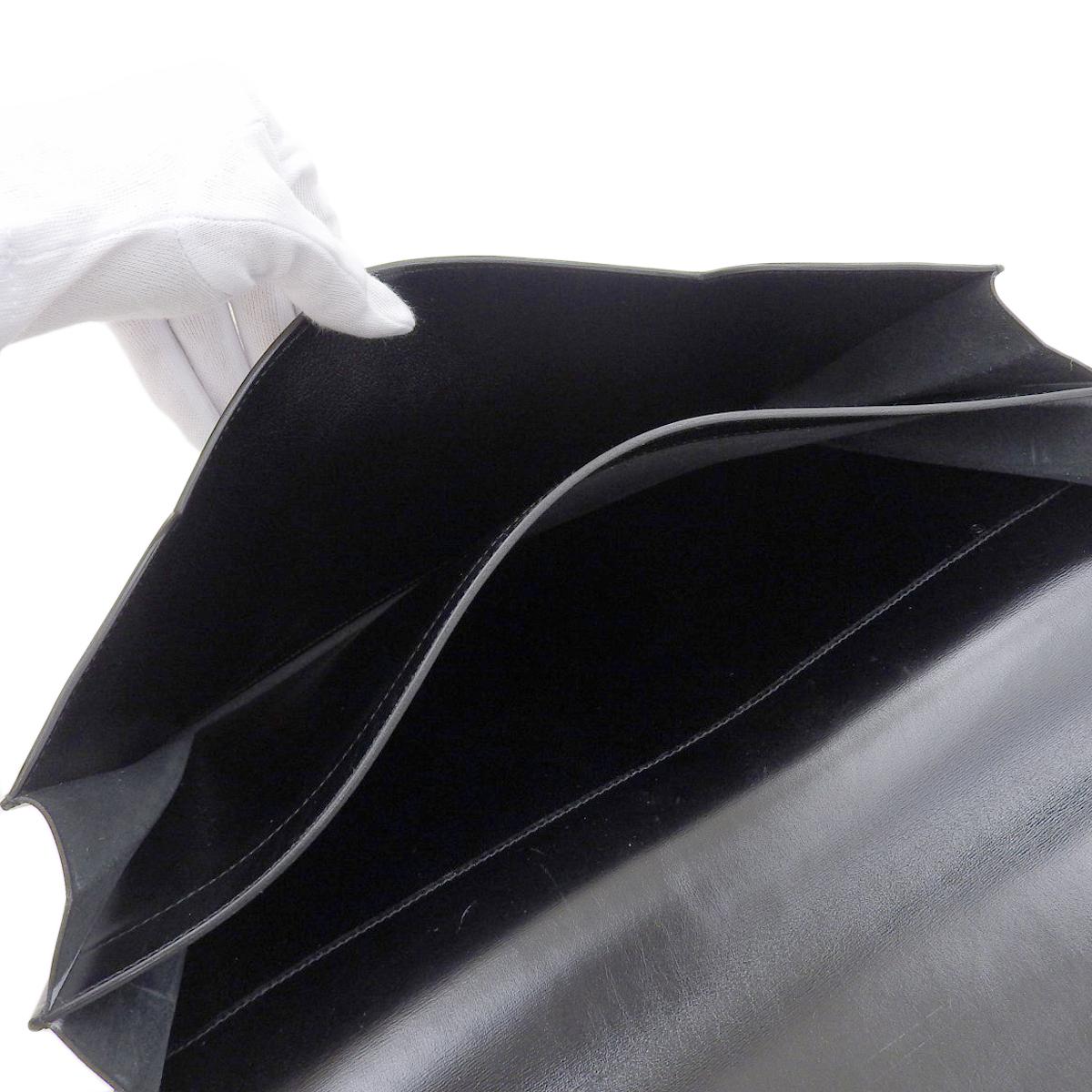 エルメス HERMES ファコGM35 クラッチバッグ セカンドバッグ カーフ ボックスカーフ ブラック メンズ レディース 〇N刻印 ヴィンテージ 4254